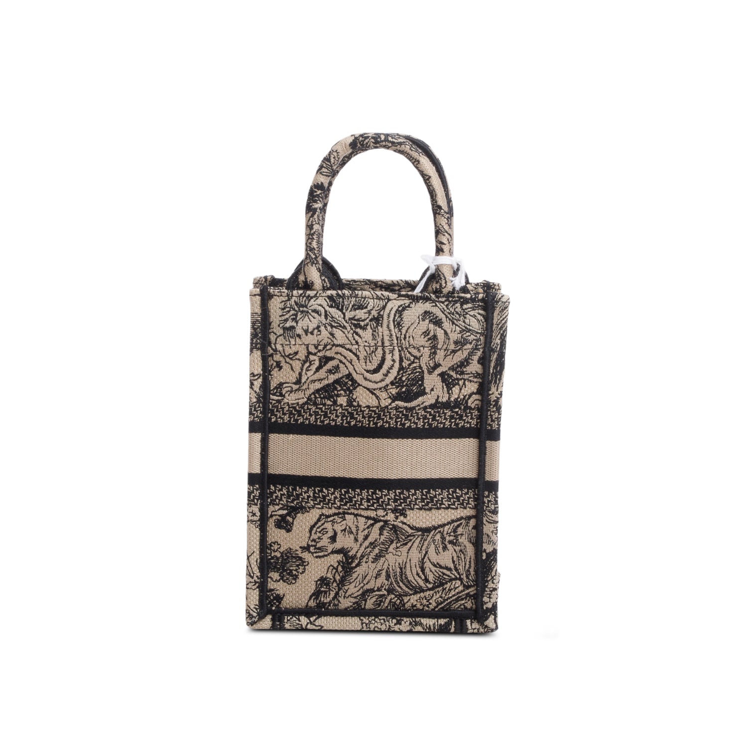 Christian Dior 2022 Black Canvas Toile de Jouy Embroidered Mini Book Tote w/ Strap & Authenticity Card