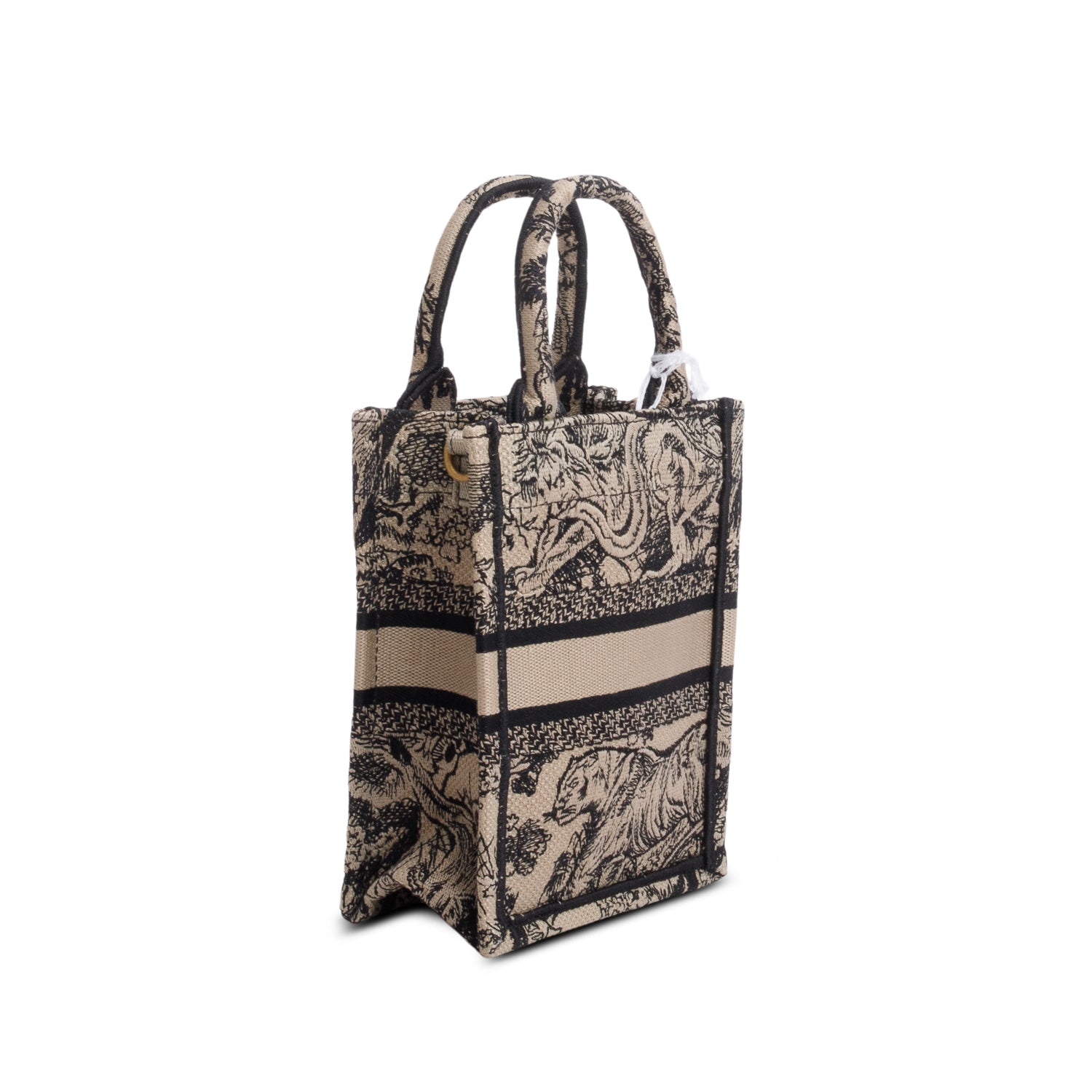 Christian Dior 2022 Black Canvas Toile de Jouy Embroidered Mini Book Tote w/ Strap & Authenticity Card