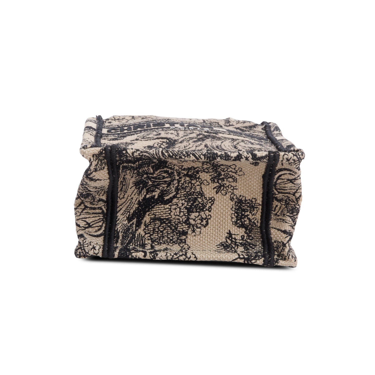 Christian Dior 2022 Black Canvas Toile de Jouy Embroidered Mini Book Tote w/ Strap & Authenticity Card