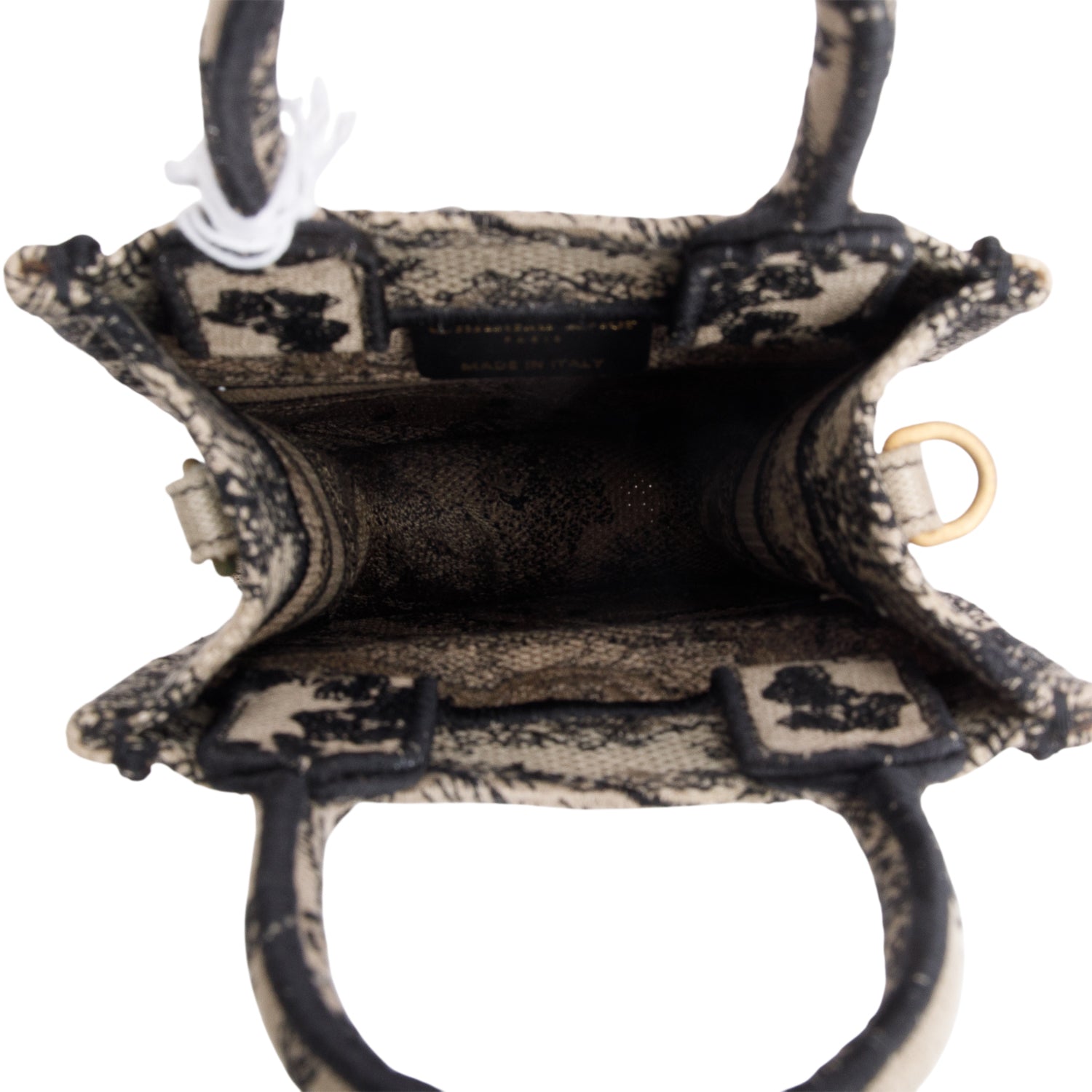 Christian Dior 2022 Black Canvas Toile de Jouy Embroidered Mini Book Tote w/ Strap & Authenticity Card