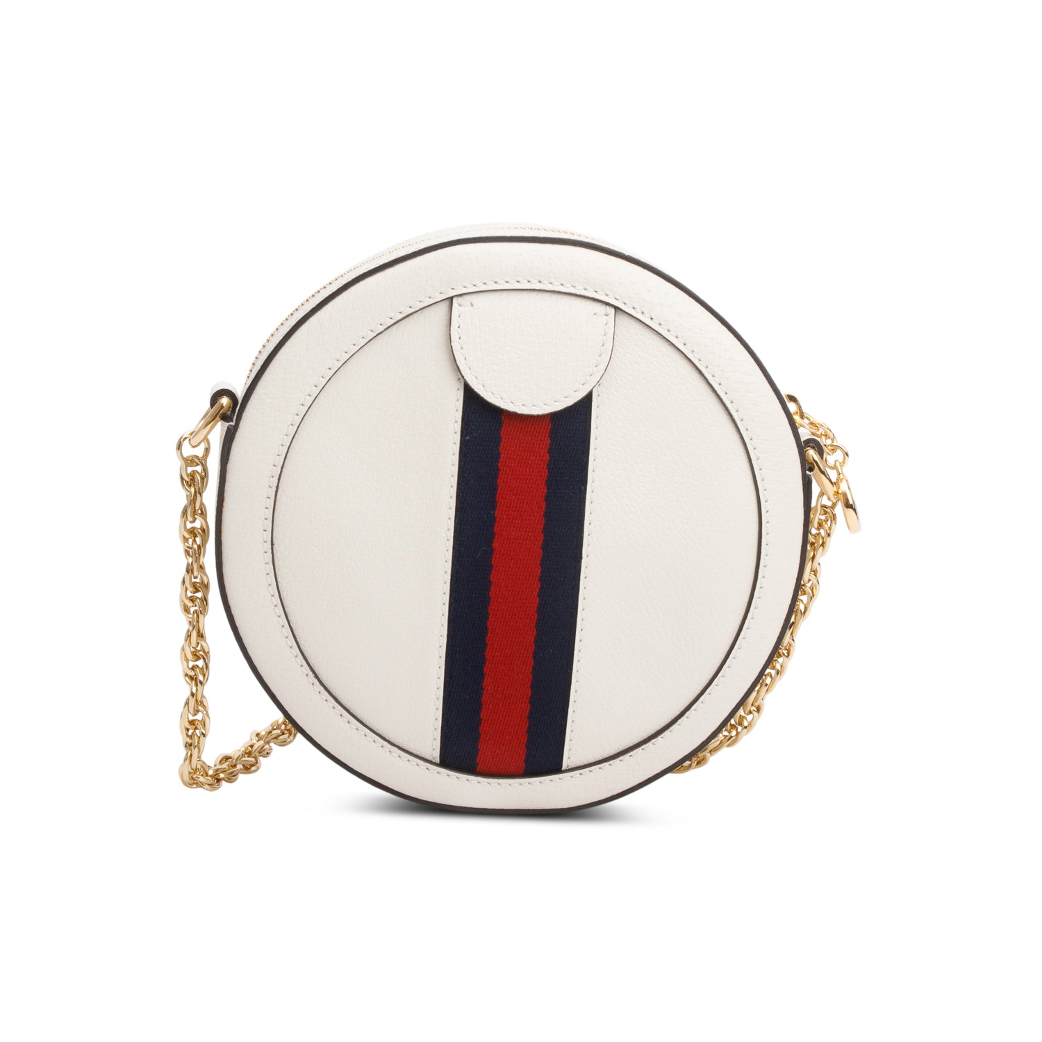 Gucci White Textured Calfskin Web Mini Ophidia Crossbody Bag