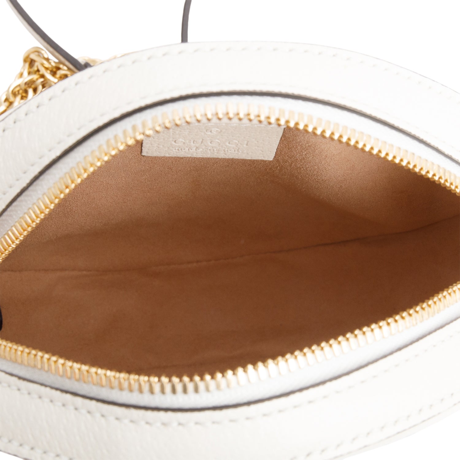 Gucci White Textured Calfskin Web Mini Ophidia Crossbody Bag