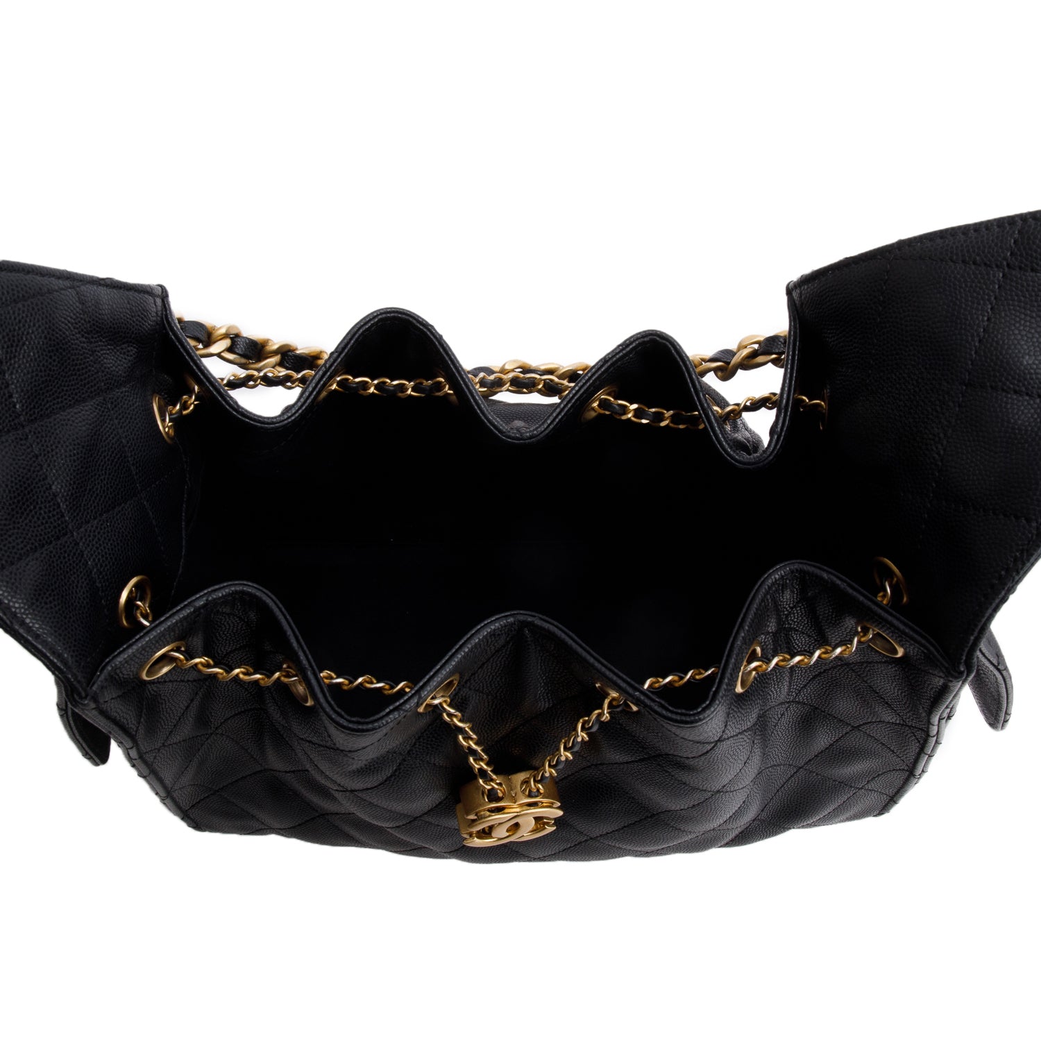 Chanel 2025 Black Caviar Leather 25 Small Bucket Bag w/ Box & Receipt