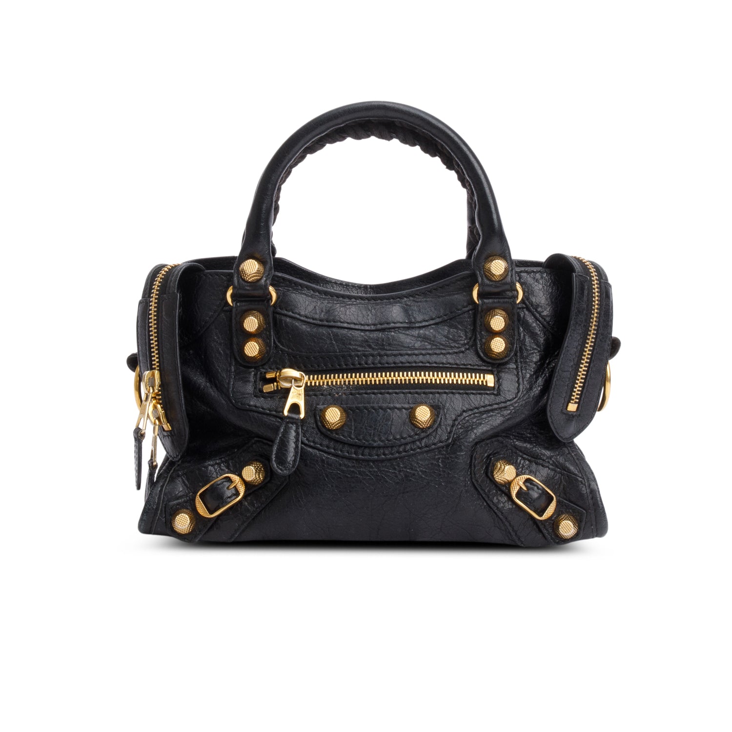 Balenciaga Black Agneau Leather Classic Mini City Bag w/ Strap