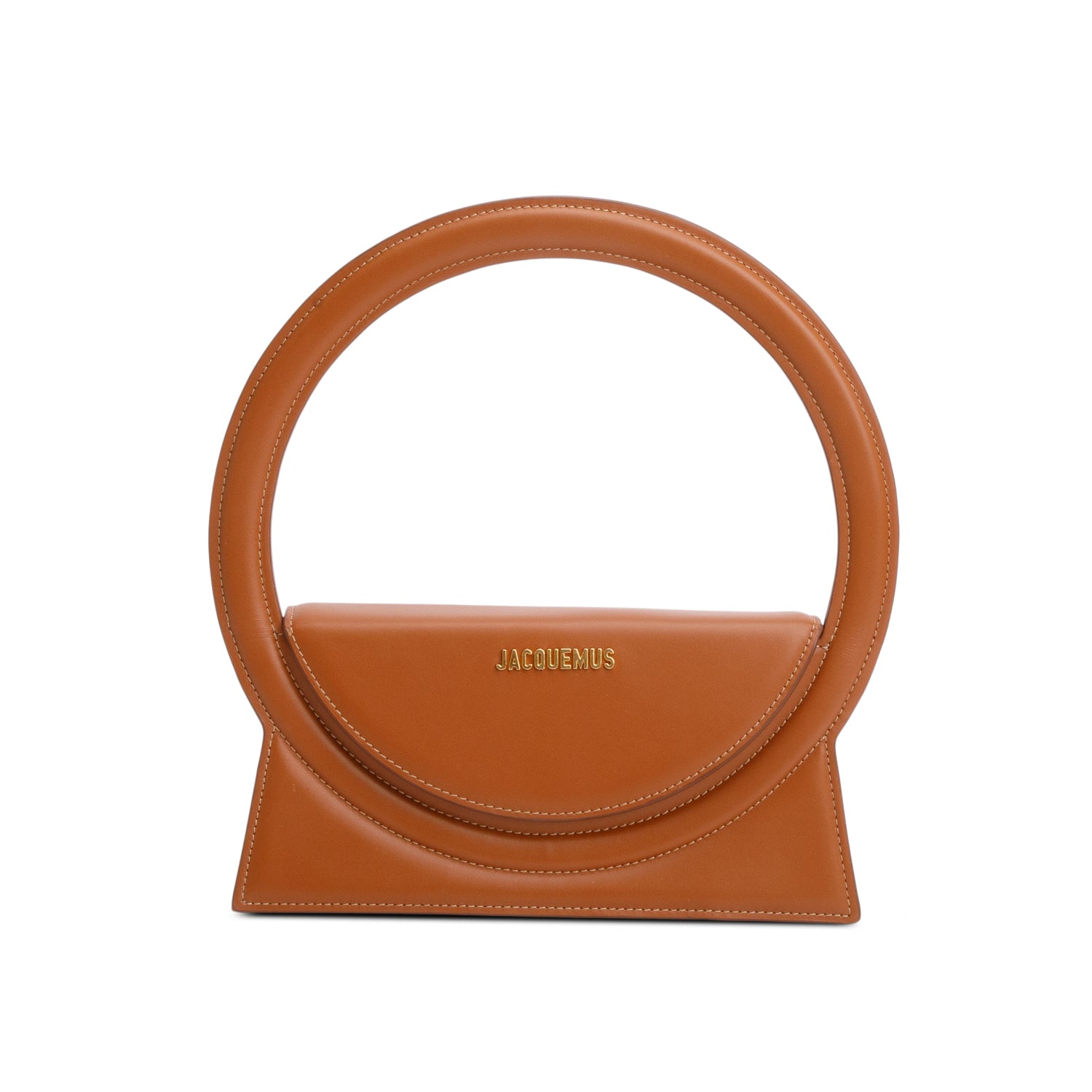 Jacquemus Brown Leather Le Sac Rond Bag w/ Strap