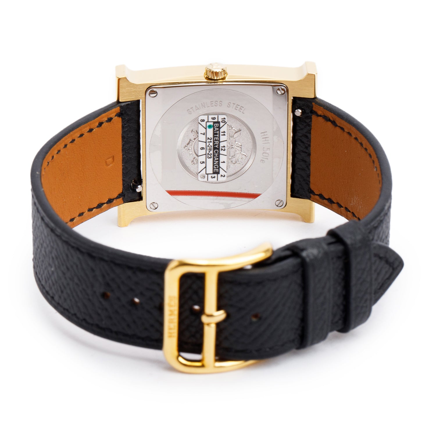 Hermes Gold Plated Stainless Steel Heure H Medium Model 30 MM Watch w/ Box