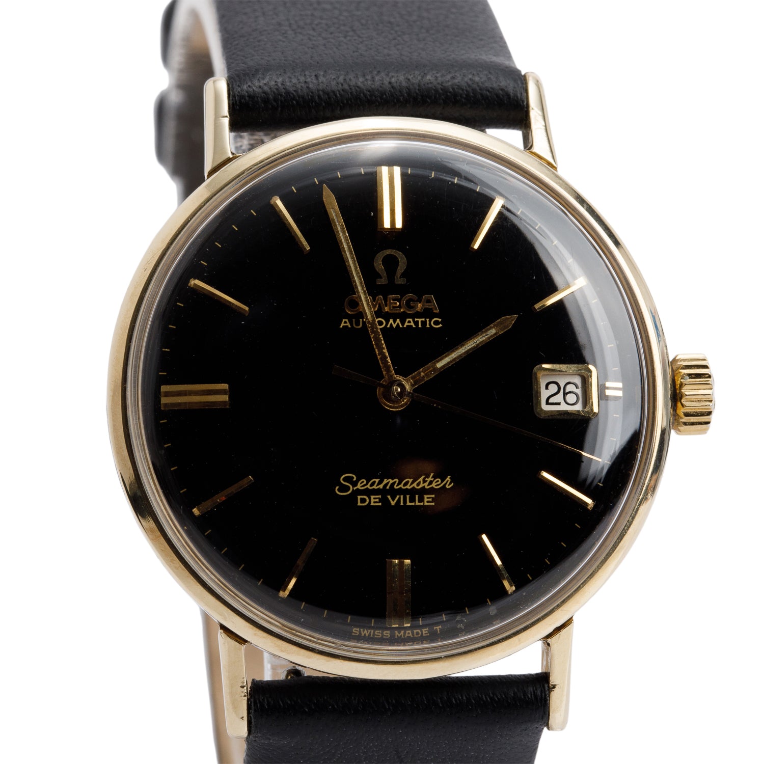 Omega Vintage Gold-Plated Stainless Steel Seamaster De Ville 34 MM Automatic Watch Black Dial