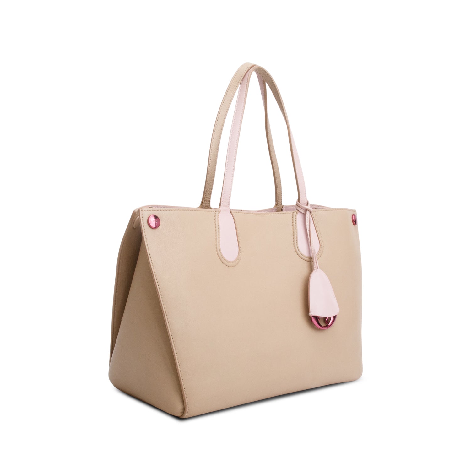Christian Dior Beige Calfskin Leather Small Addict Shopping Tote