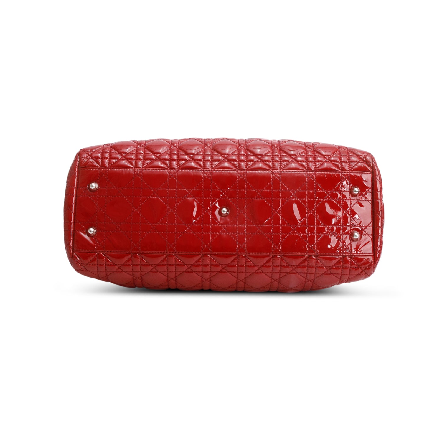 Christian Dior Red Patent Leather Cannage Soft Shopping Tote