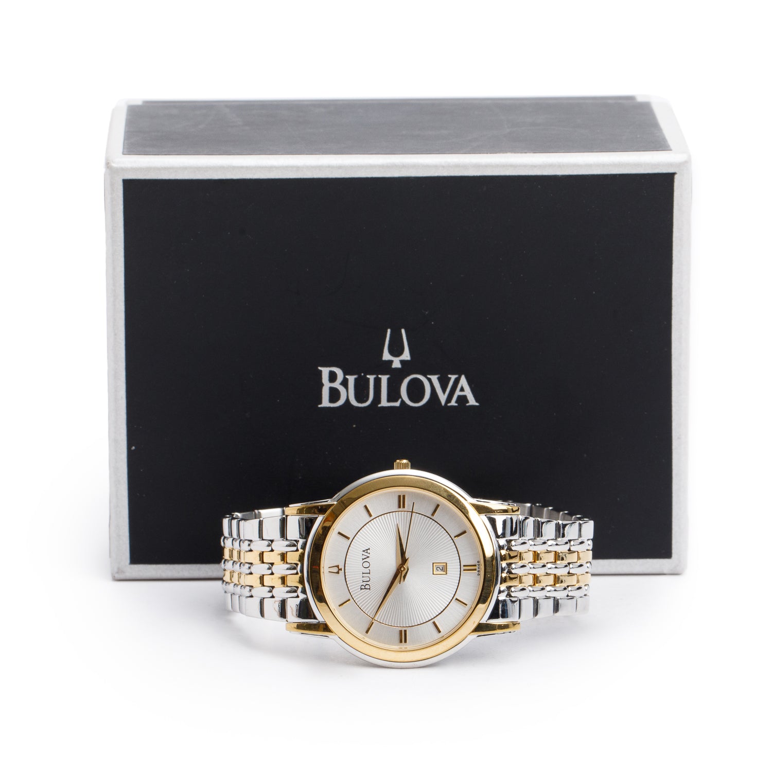 Bulova Stainless Steel & Yellow Gold Plated Wilton 37 MM Quartz Watch w/ Box
