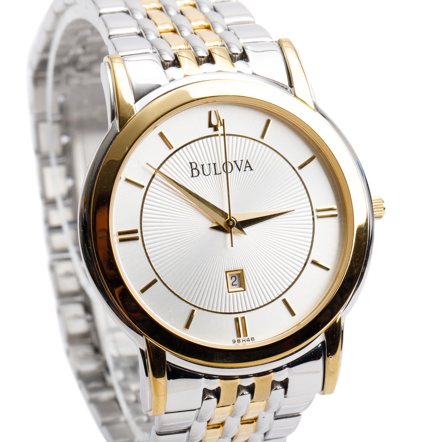 Bulova Stainless Steel & Yellow Gold Plated Wilton 37 MM Quartz Watch w/ Box