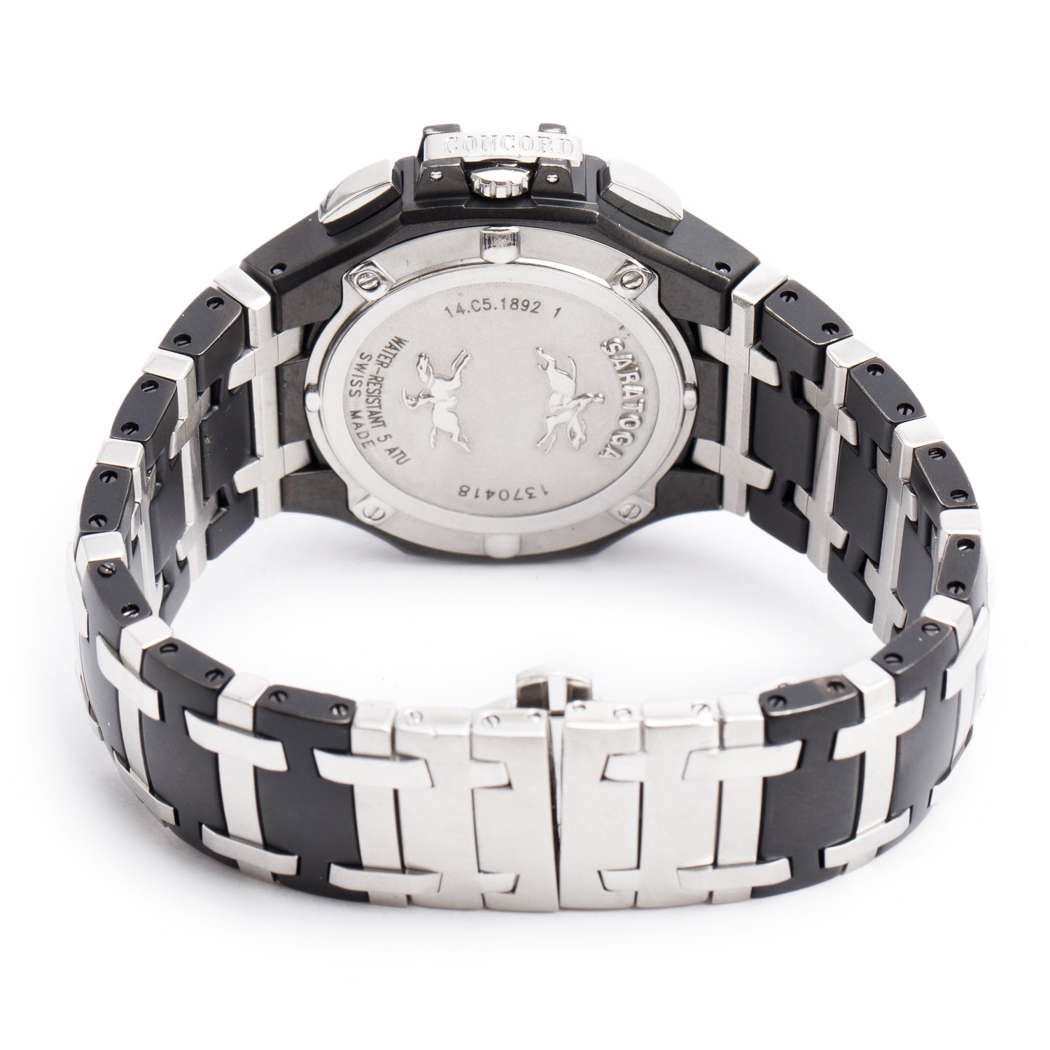 Concord Black PVD & Stainless Steel Saratoga 40 MM Chronograph Quartz Watch Silver Black & Silver Dial