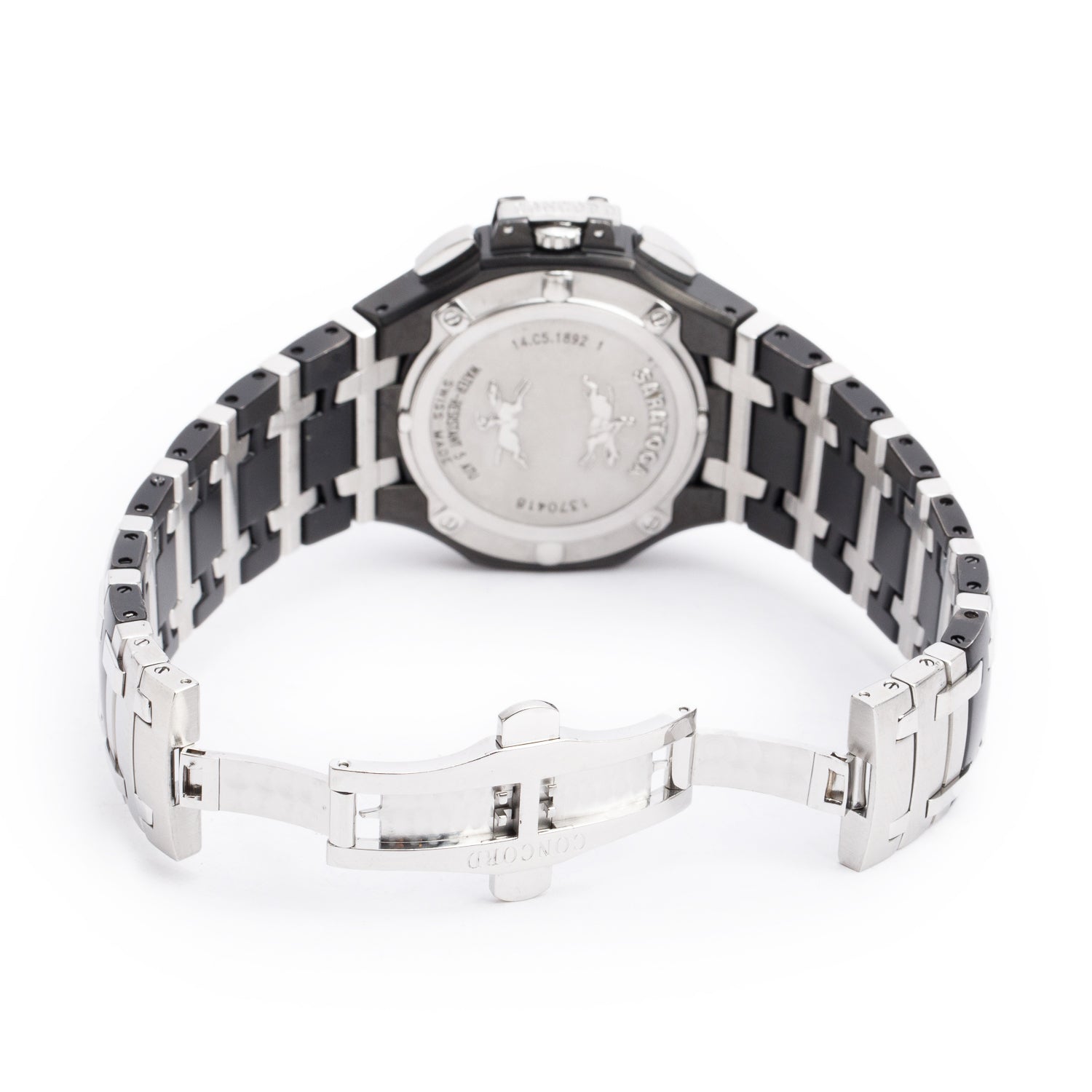 Concord Black PVD & Stainless Steel Saratoga 40 MM Chronograph Quartz Watch Silver Black & Silver Dial