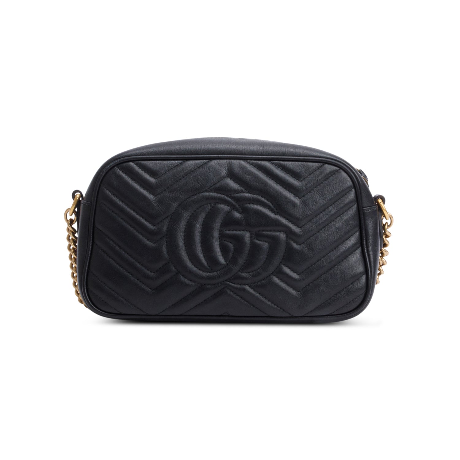 Gucci Black Matelasse Leather GG Marmont Small Camera Bag