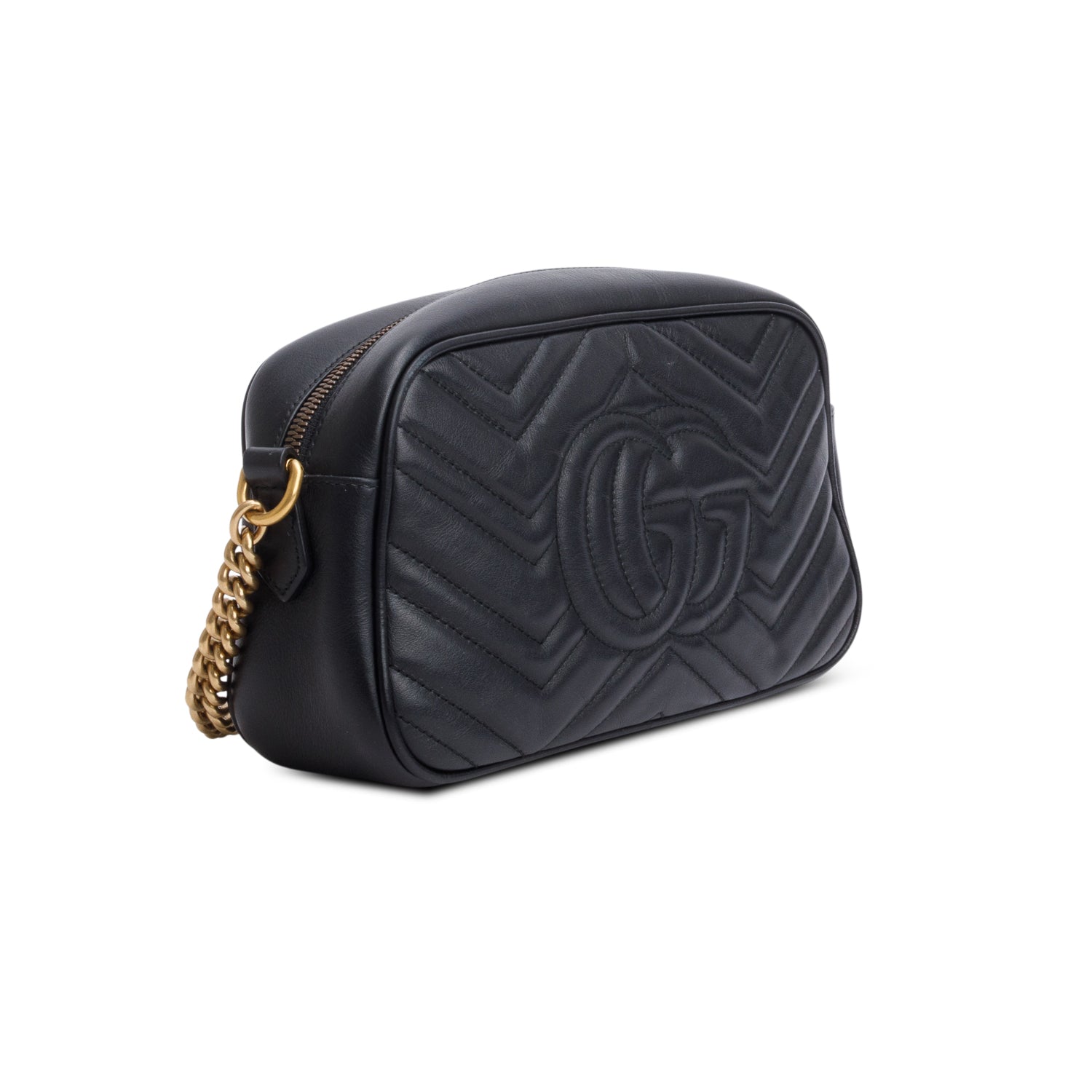 Gucci Black Matelasse Leather GG Marmont Small Camera Bag