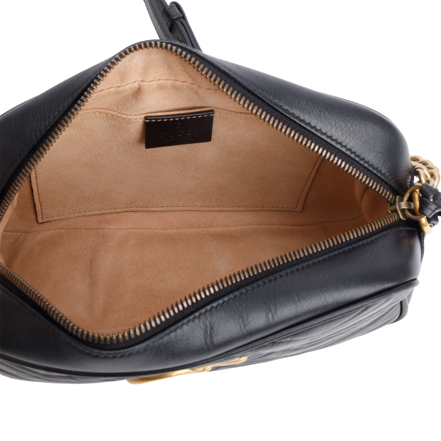 Gucci Black Matelasse Leather GG Marmont Small Camera Bag