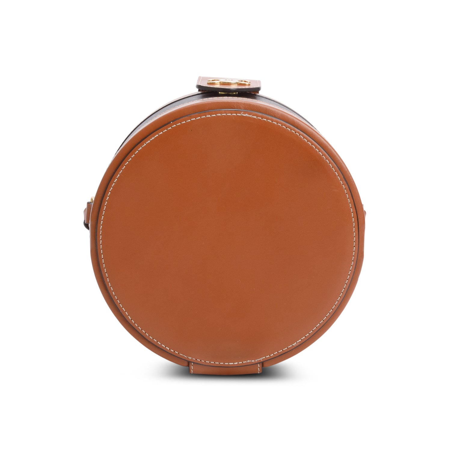 Celine 2020 Brown Calfskin Triomphe Canvas Medium Tambour Bag