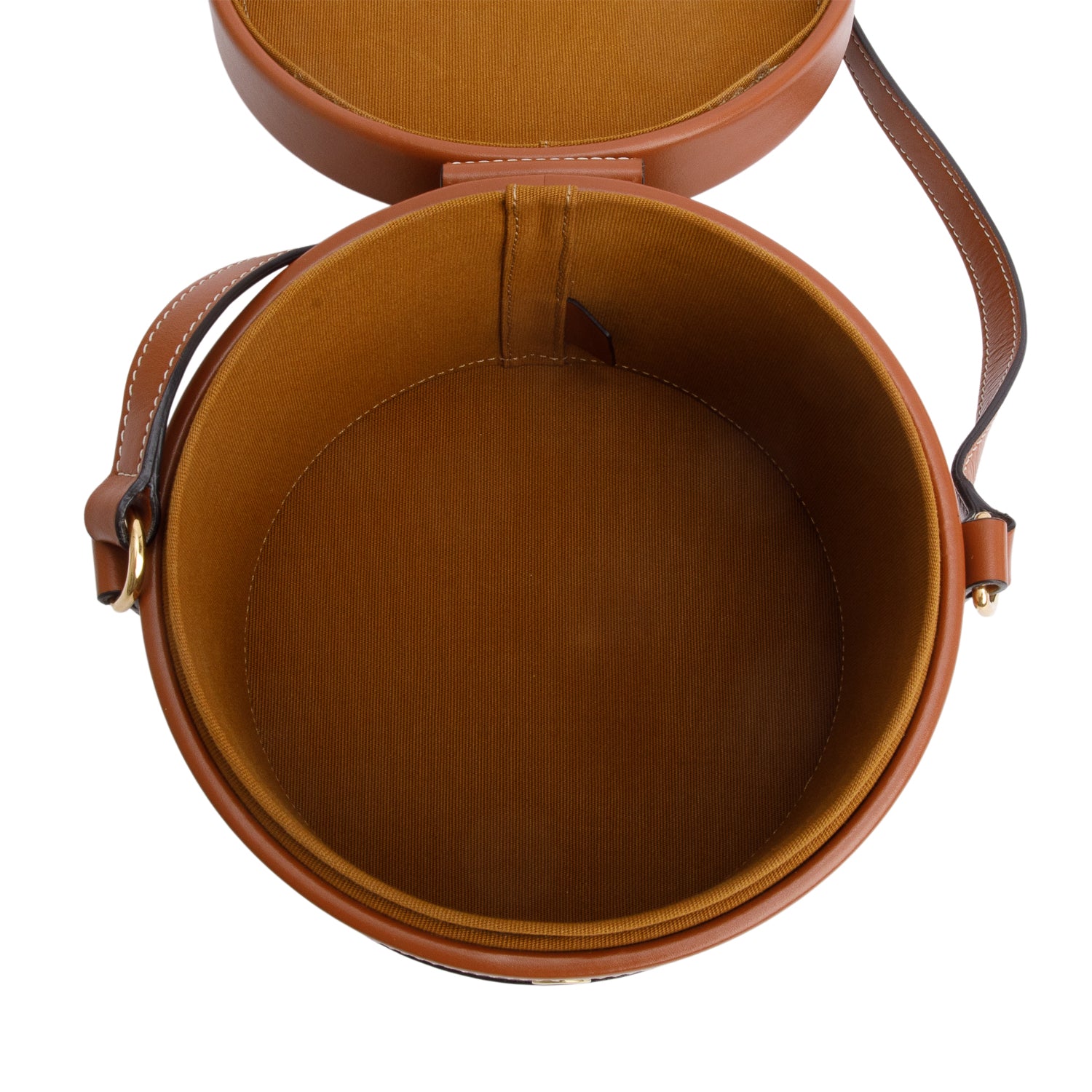 Celine 2020 Brown Calfskin Triomphe Canvas Medium Tambour Bag