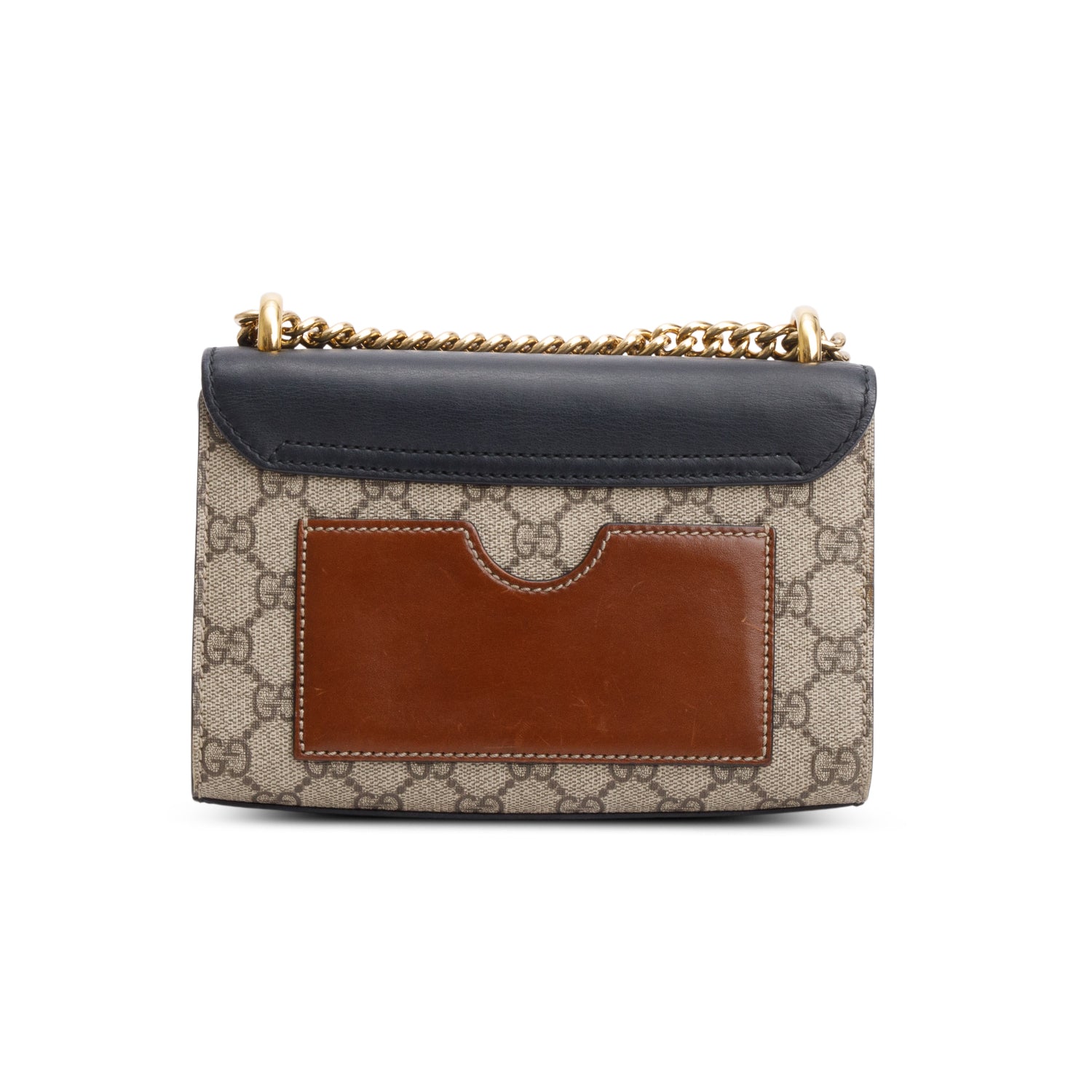 Gucci Black GG Supreme Monogram Calfskin Mini Padlock Chain Shoulder Bag