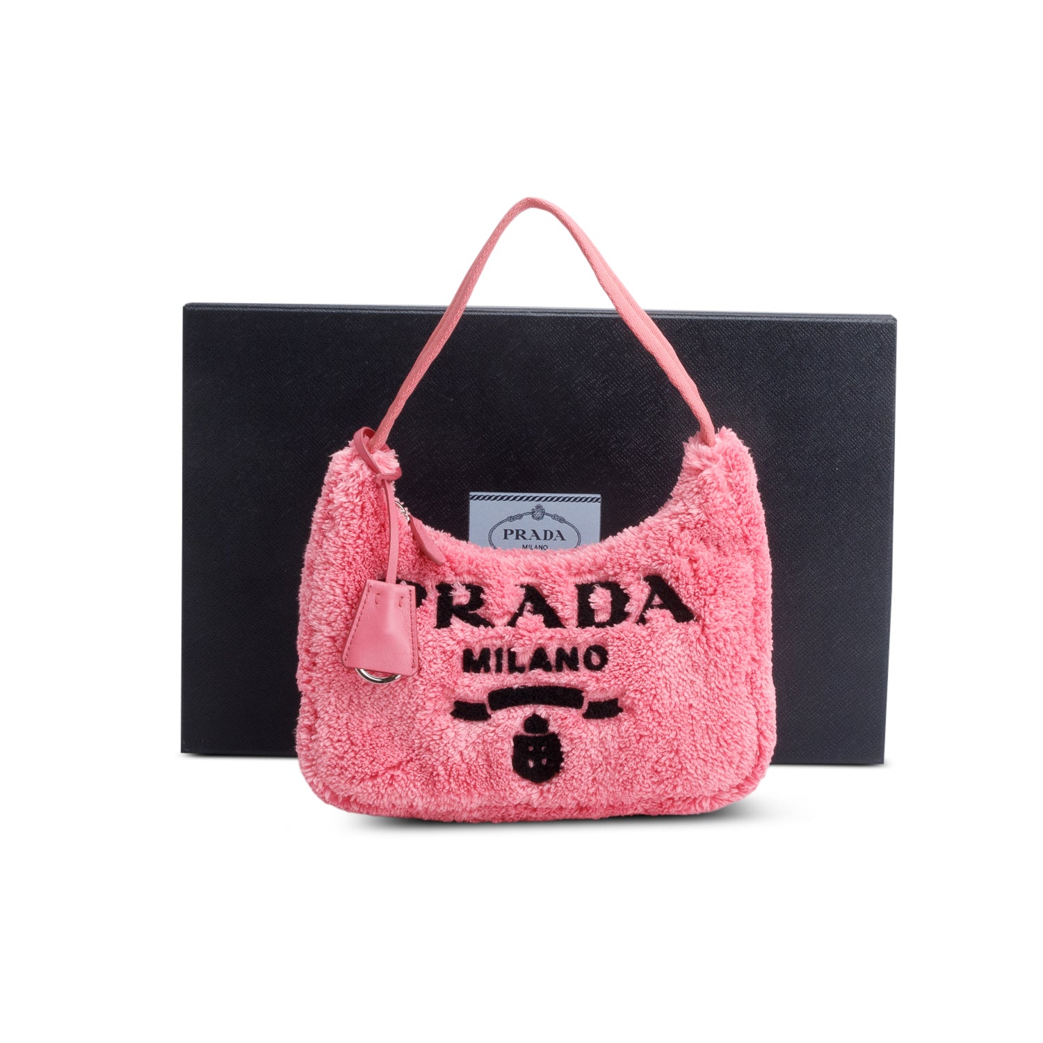 Prada 2024 Pink Terry Cloth Mini Re-Edition 2000 Bag w/ Box & Authenticity Card