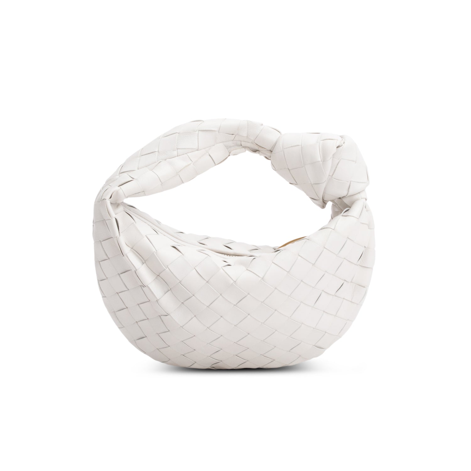 Bottega Veneta White Lambskin Intrecciato Mini Jodie