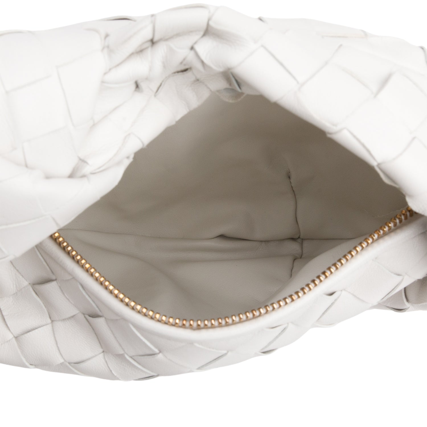 Bottega Veneta White Lambskin Intrecciato Mini Jodie