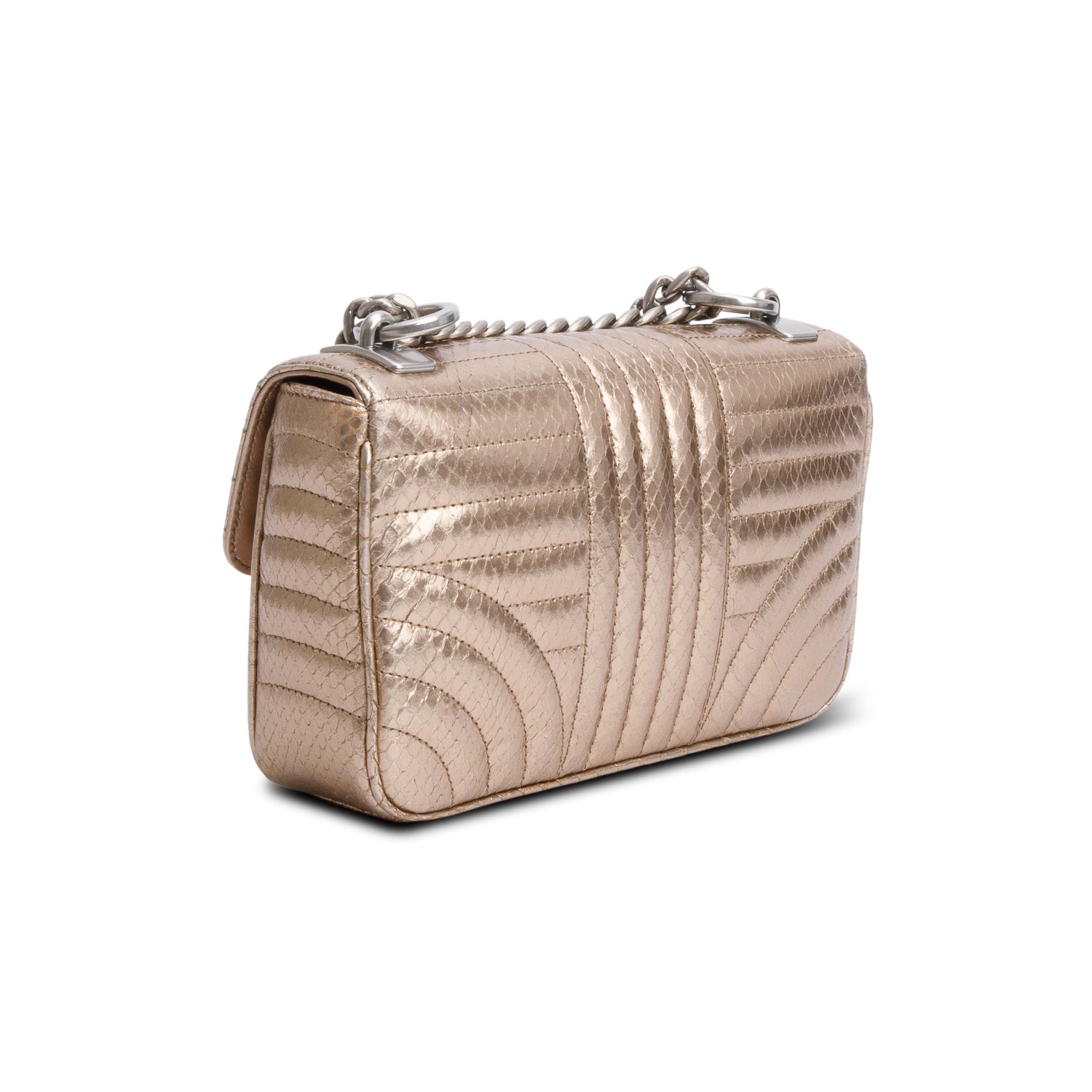 Prada Metallic Gold Python Diagramme Shoulder Bag