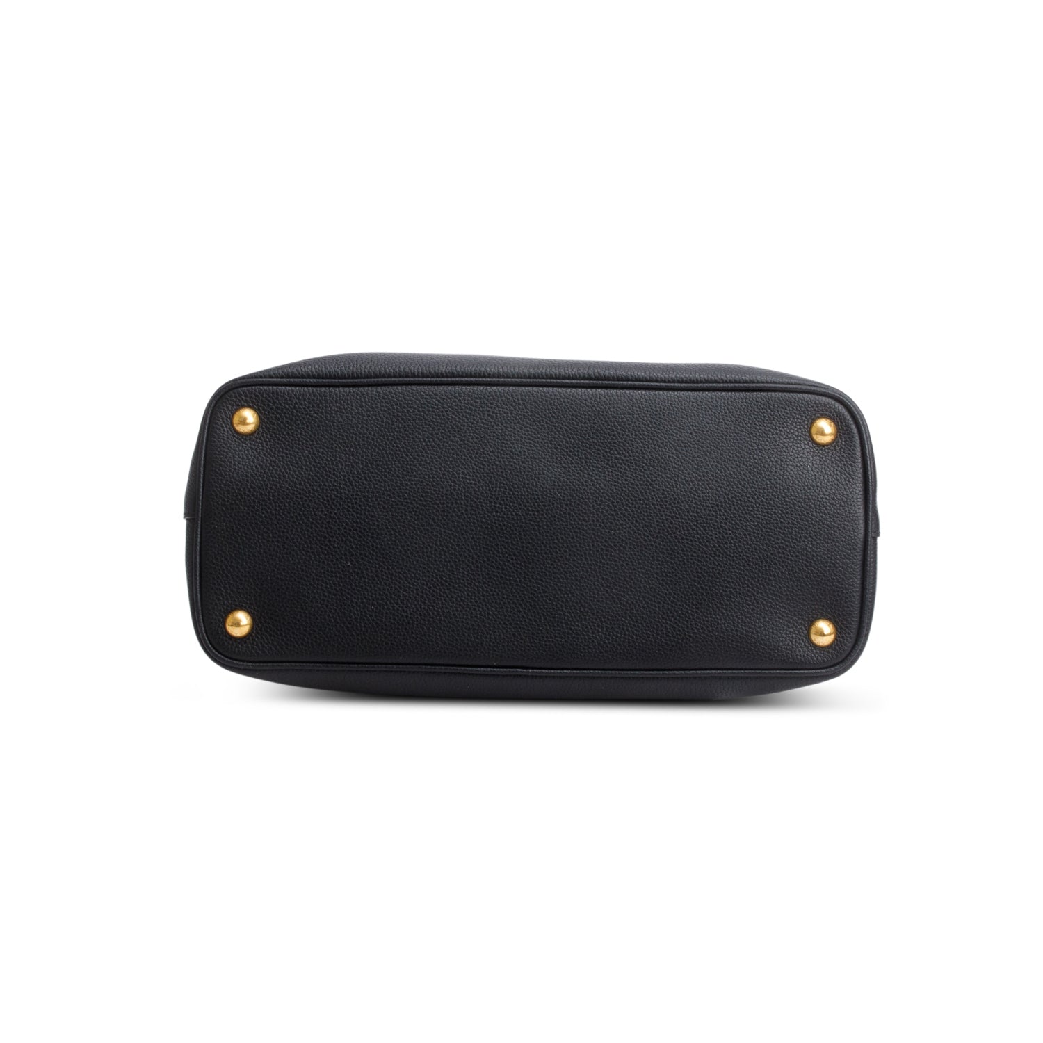 Prada Black Vitello Phenix Cuir Medium Double Bag w/ Strap