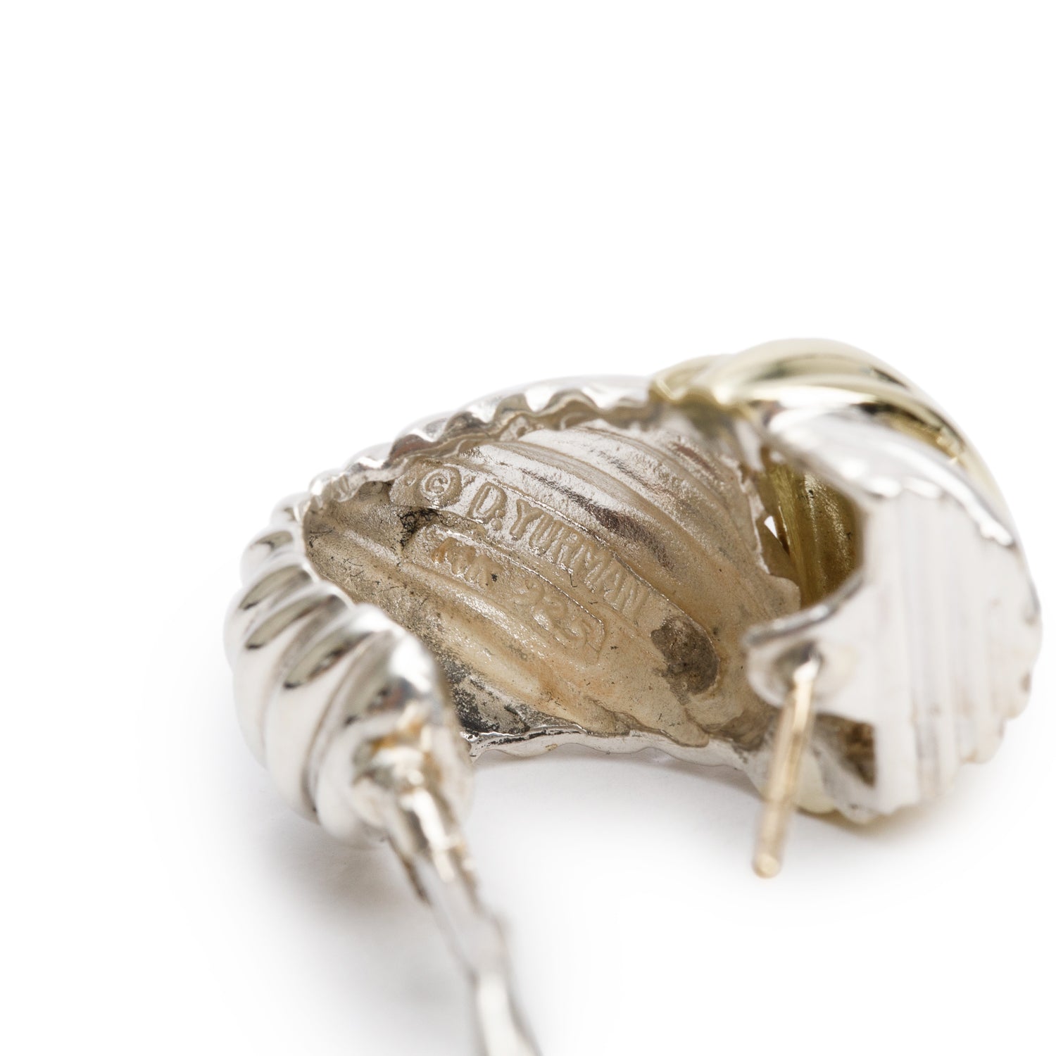 David Yurman Vintage Sterling Silver & 14k Yellow Gold Shrimp Earrings