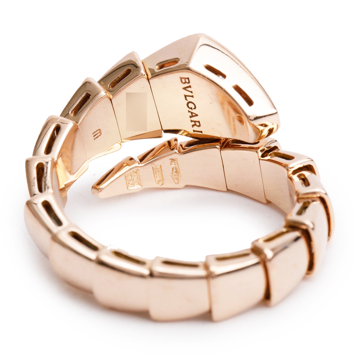 BVLGARI 18k Rose Gold Pave Diamond Serpenti Viper Ring, Size M w/ Box & Receipt