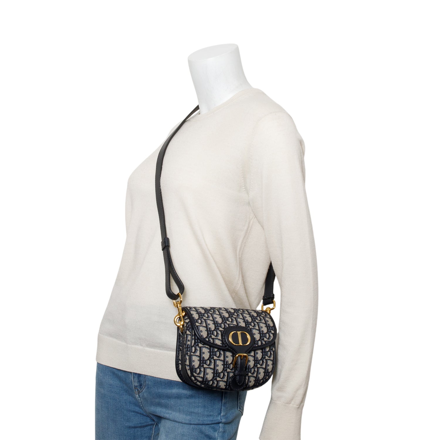 Christian Dior 2020 Blue Oblique Small Bobby Flap Bag w/ Strap & Authenticity Card