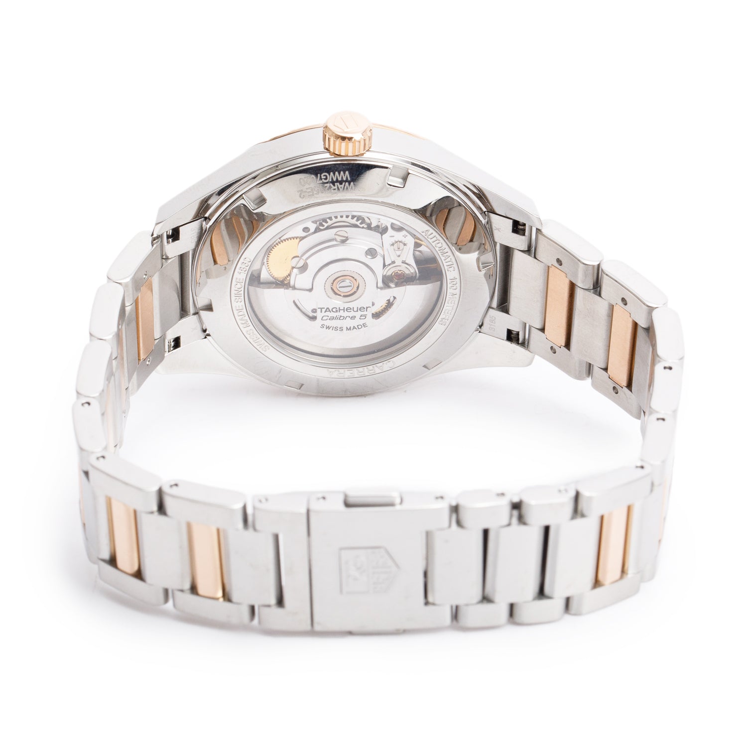 Tag Heuer Stainless Steel & 18k Rose Gold Carrera 39 MM Automatic Watch Grey Dial WAR215E-2 w/ Box