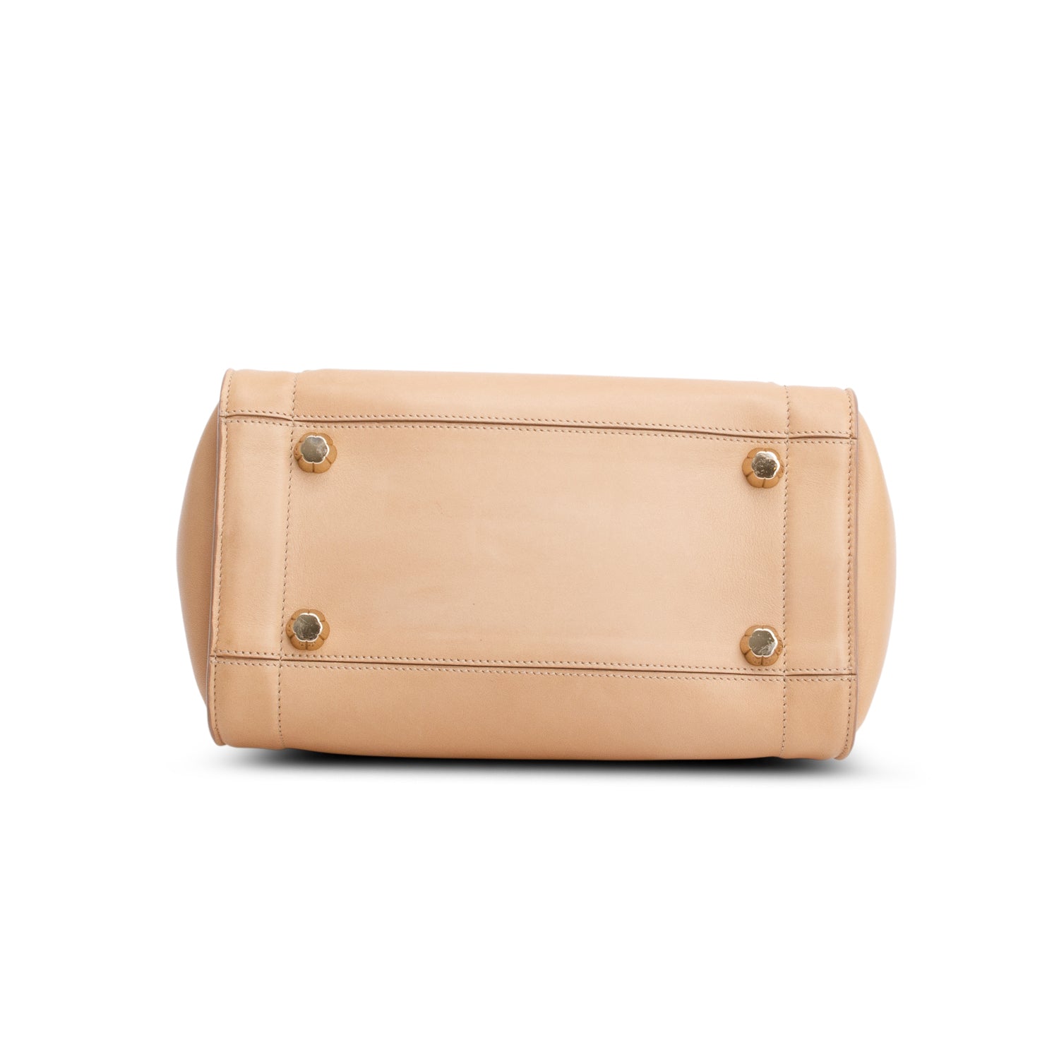 Salvatore Ferragamo Beige Calfskin Sofia Rainbow Top Handle Bag w/ Strap