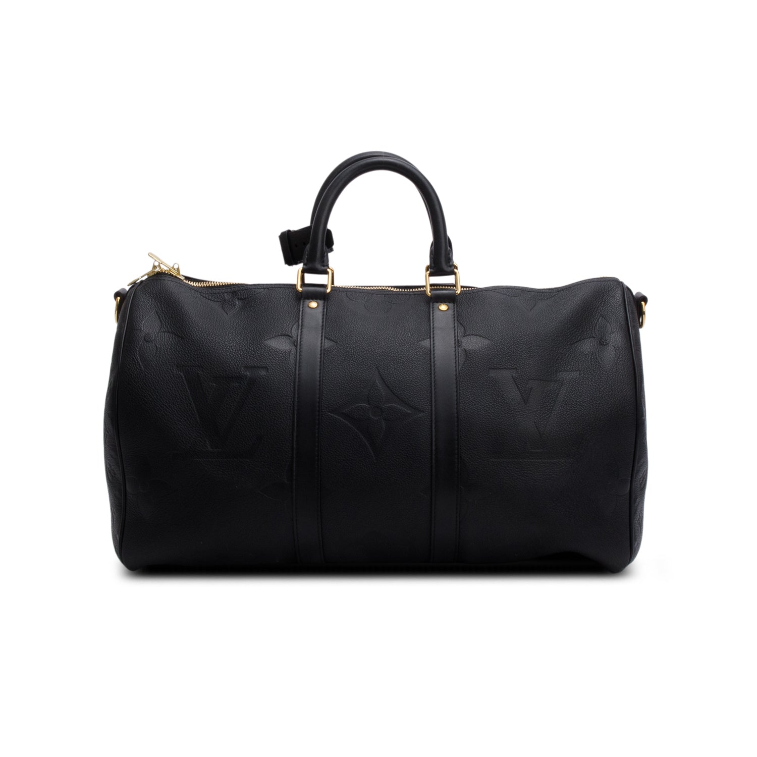 Louis Vuitton Black Monogram Empreinte Giant Leather Keepall Bandouliere 45