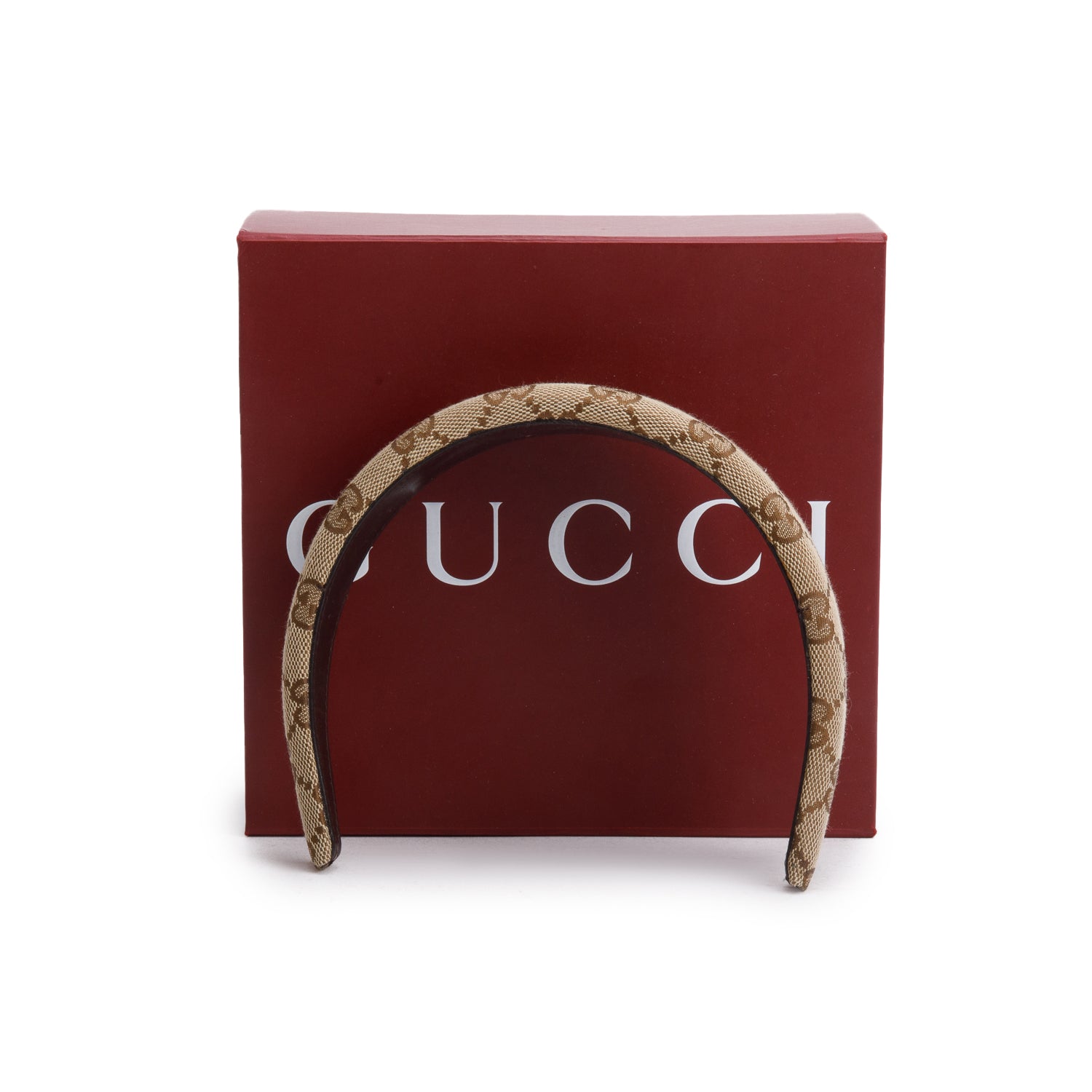 Gucci Beige Monogram Headband w/ Box & Receipt