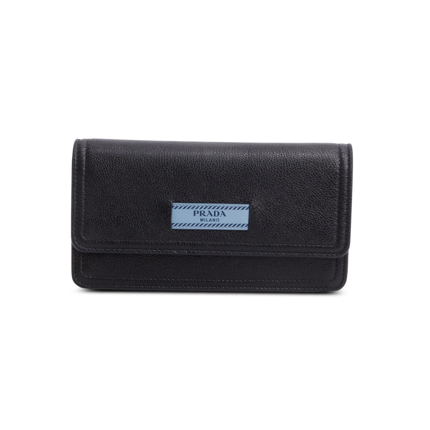 Prada Black Glace Calf Etiquette Wallet on Chain w/ Authenticity Card