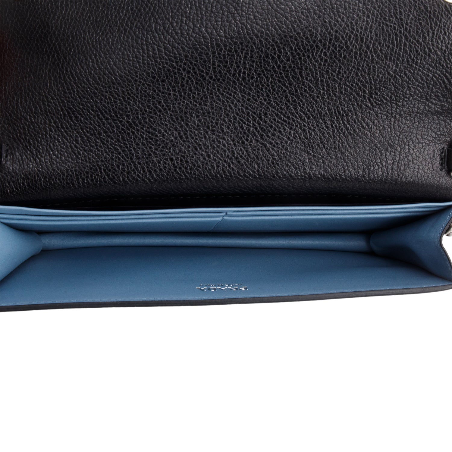 Prada Black Glace Calf Etiquette Wallet on Chain w/ Authenticity Card