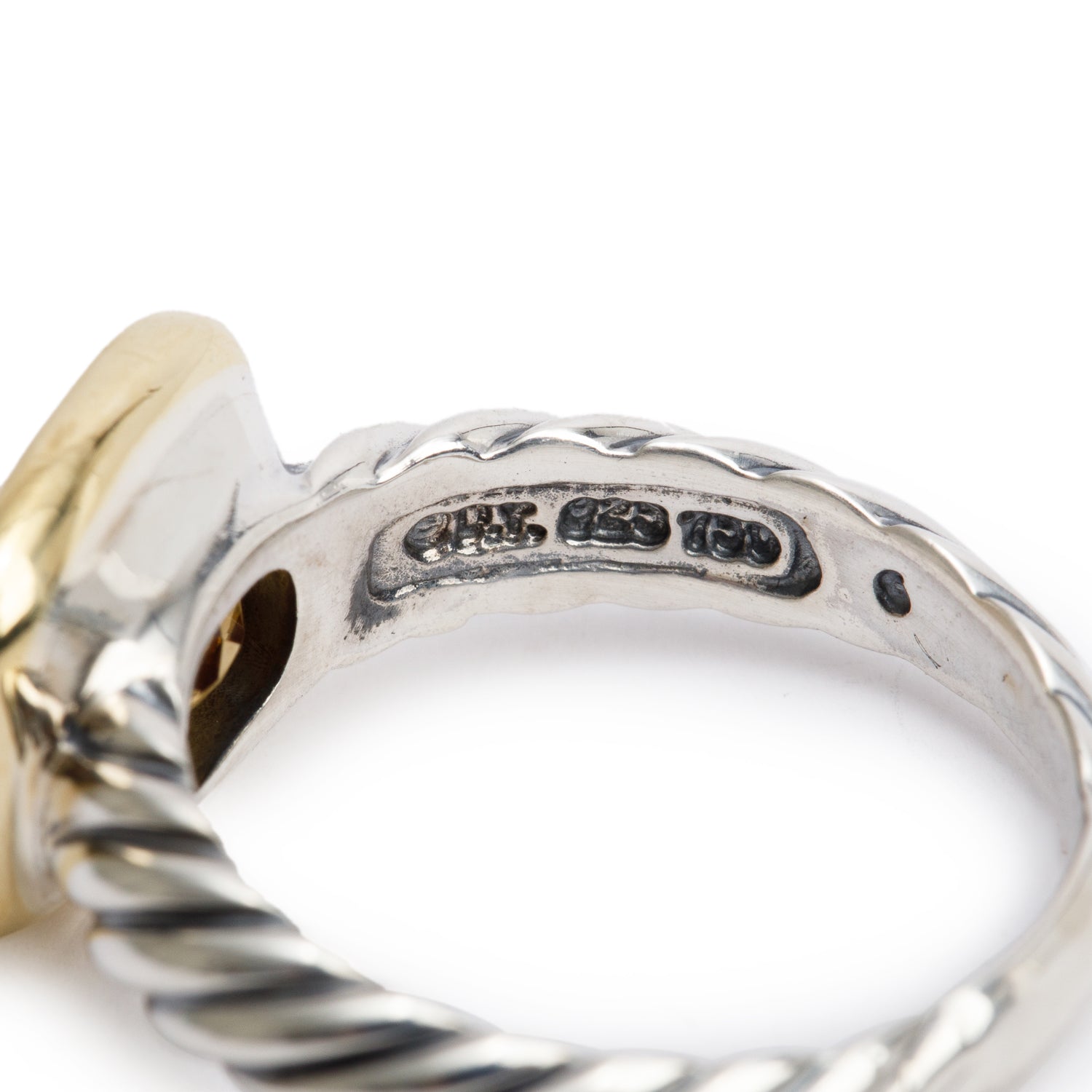 David Yurman Sterling Silver & 18k Yellow Gold Citrine Noblesse Cocktail Ring, Size 6