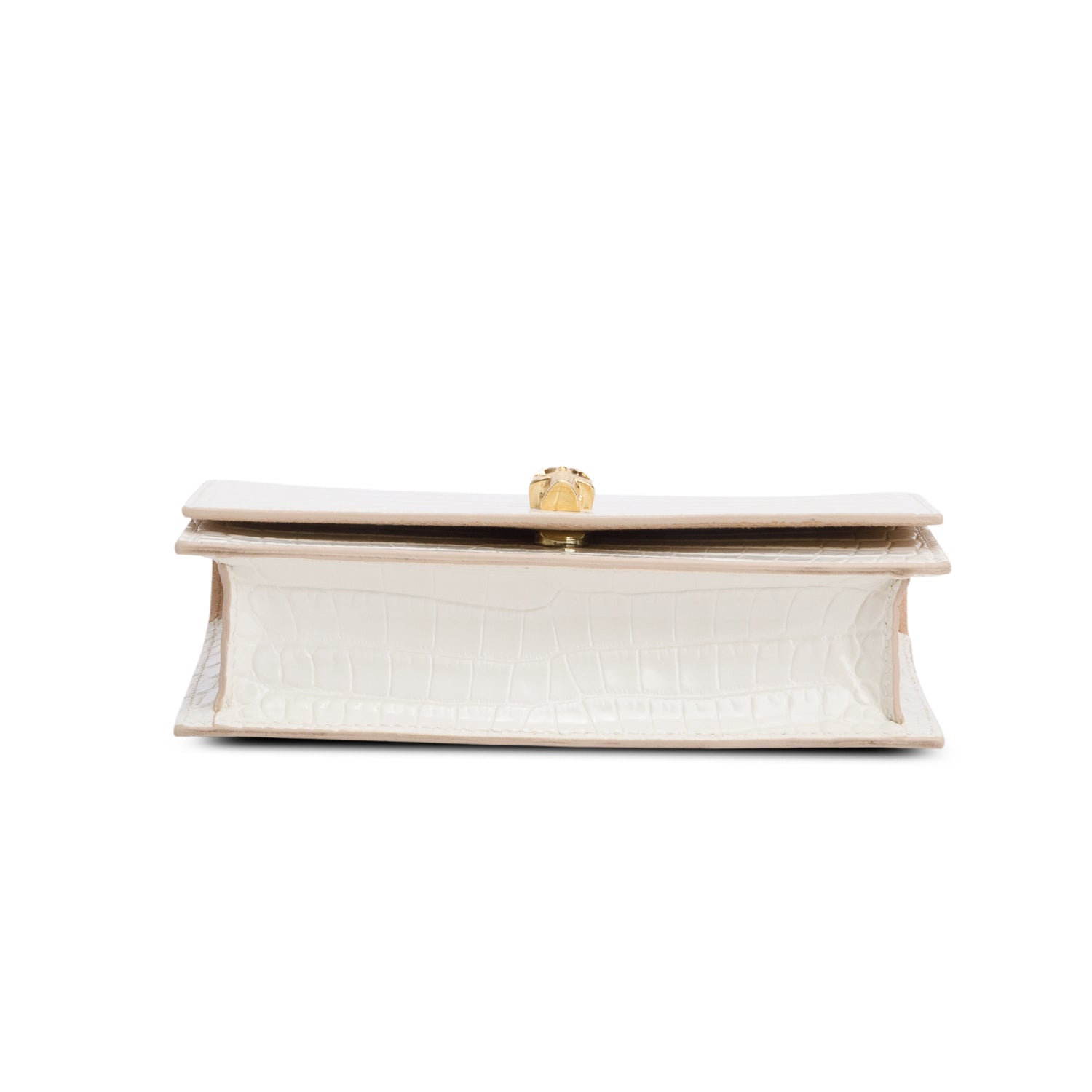 Alexander McQueen White Crocodile Embossed Skull Small Crossbody Bag