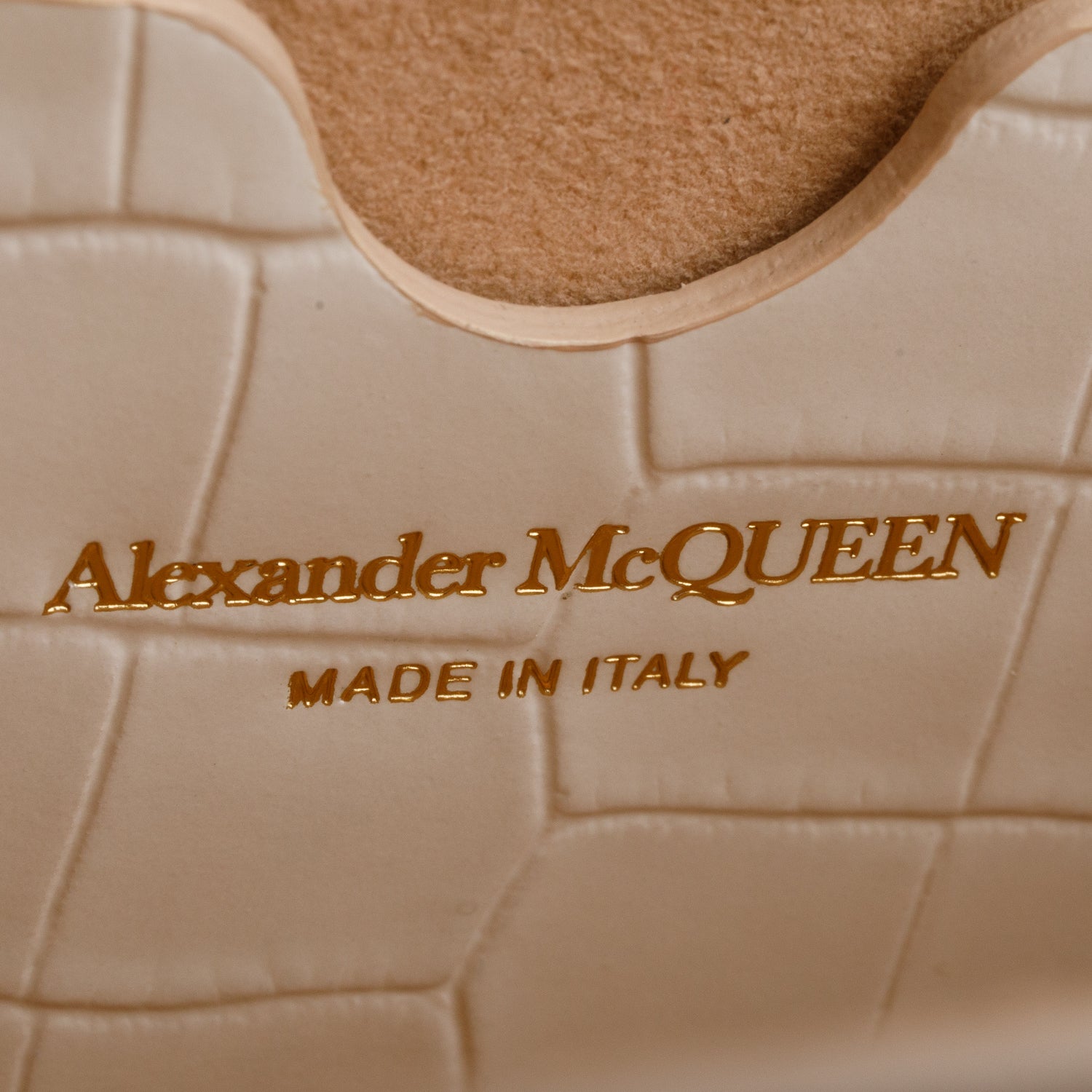 Alexander McQueen White Crocodile Embossed Skull Small Crossbody Bag