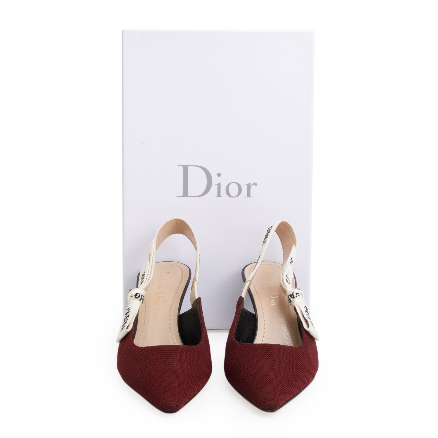 Christian Dior Red Technical Canvas Ribbon J'Adior Slingback 65mm, Size 36 w/ Box
