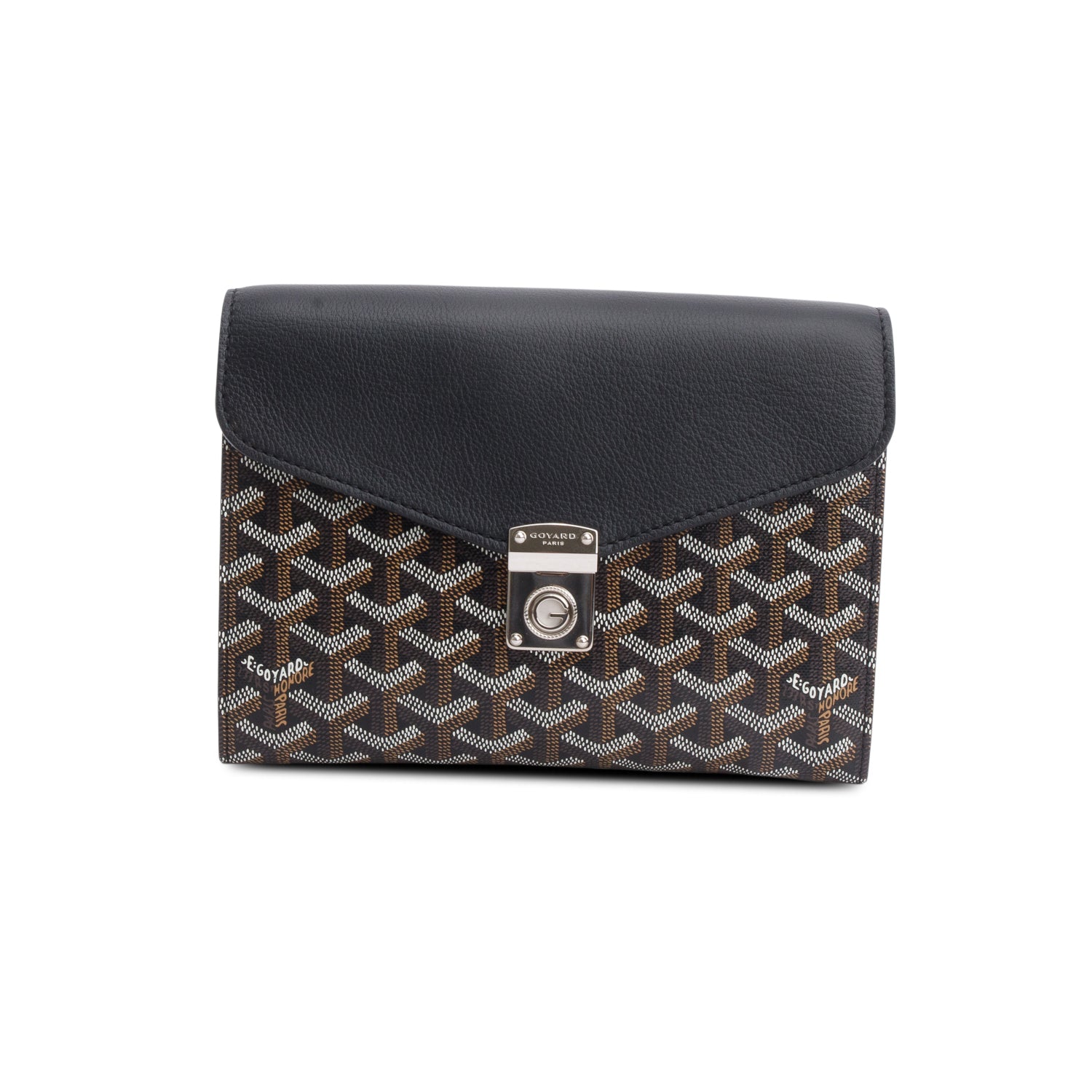 Goyard 2025 Black Goyardine Calfskin Chypre Wallet Pouch w/ Box, Strap & Receipt