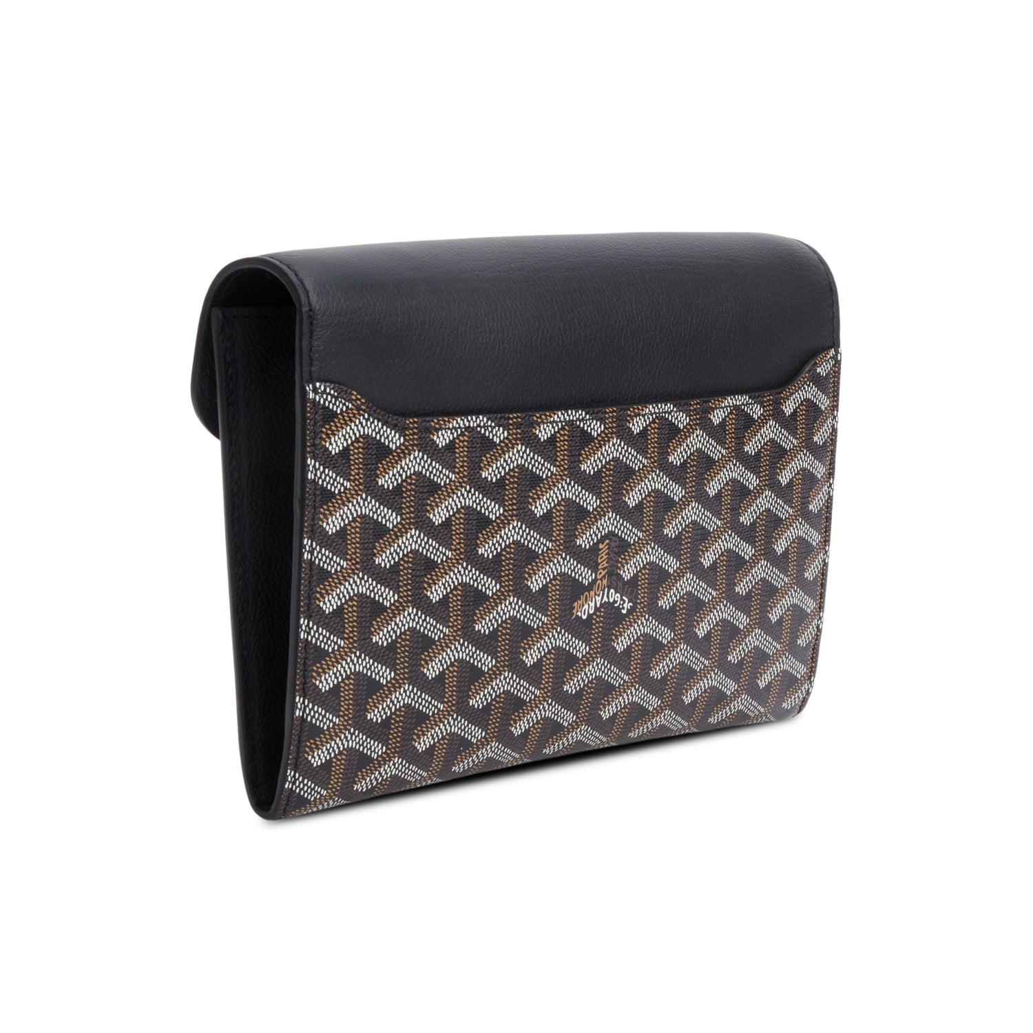 Goyard 2025 Black Goyardine Calfskin Chypre Wallet Pouch w/ Box, Strap & Receipt