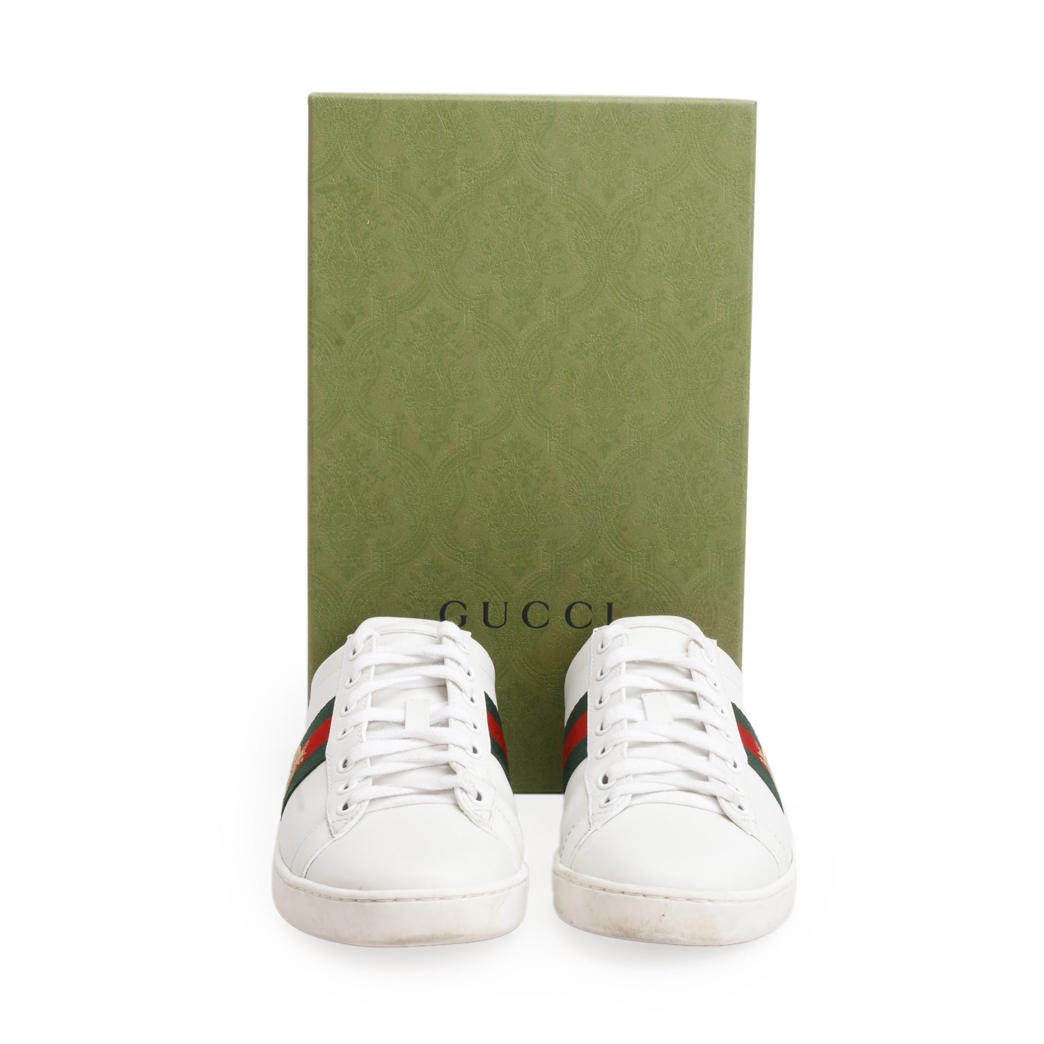 Gucci White Leather Web Women's Ace Sneakers, Size 37.5 w/ Box