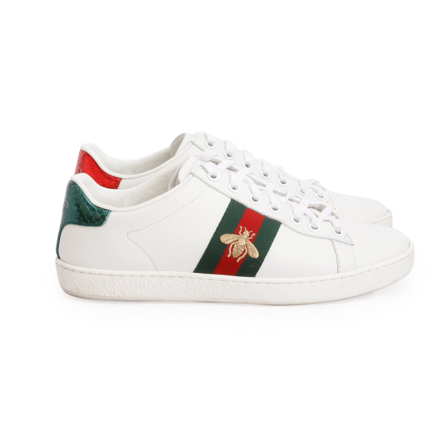 Gucci White Leather Web Women's Ace Sneakers, Size 37.5 w/ Box