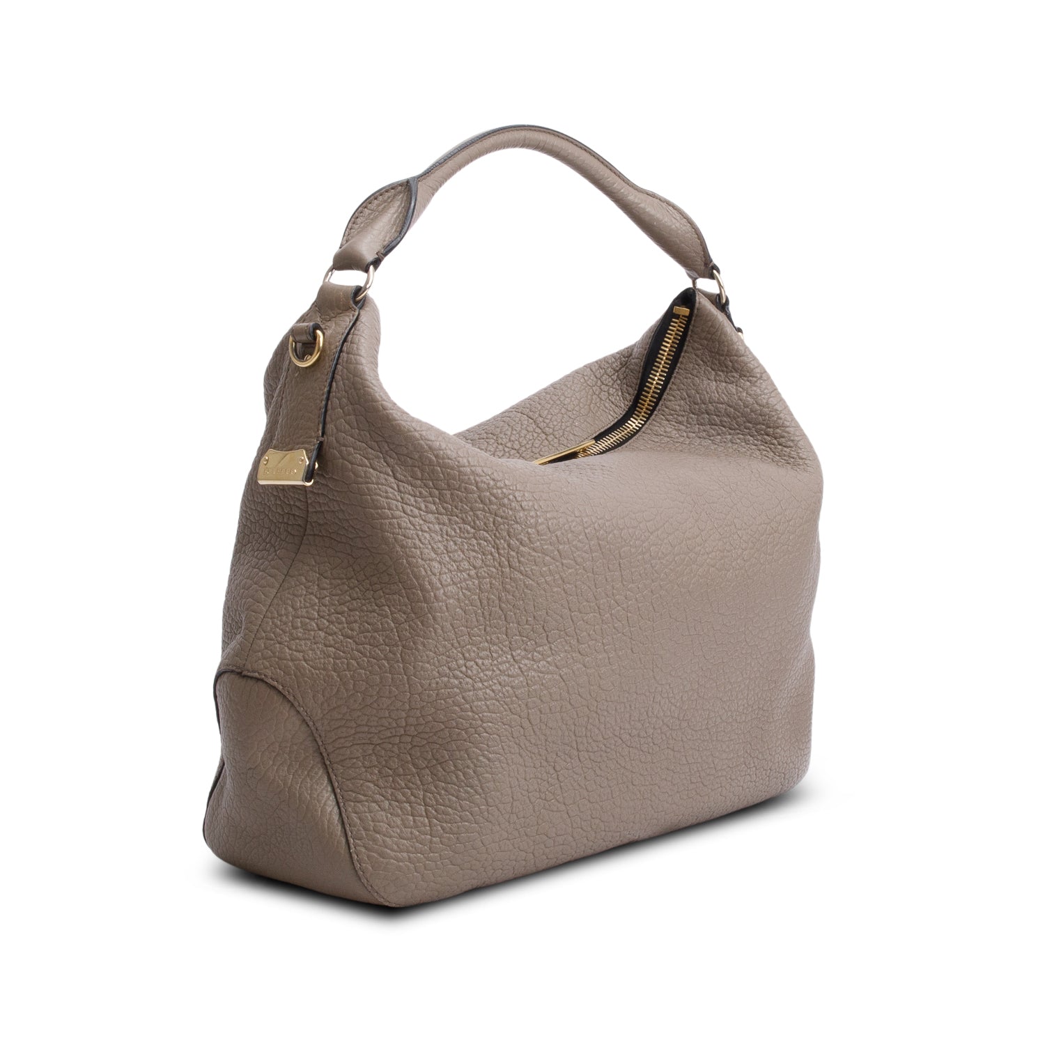 Burberry Taupe Grained Leather Ledbury Convertible Hobo w/ Strap