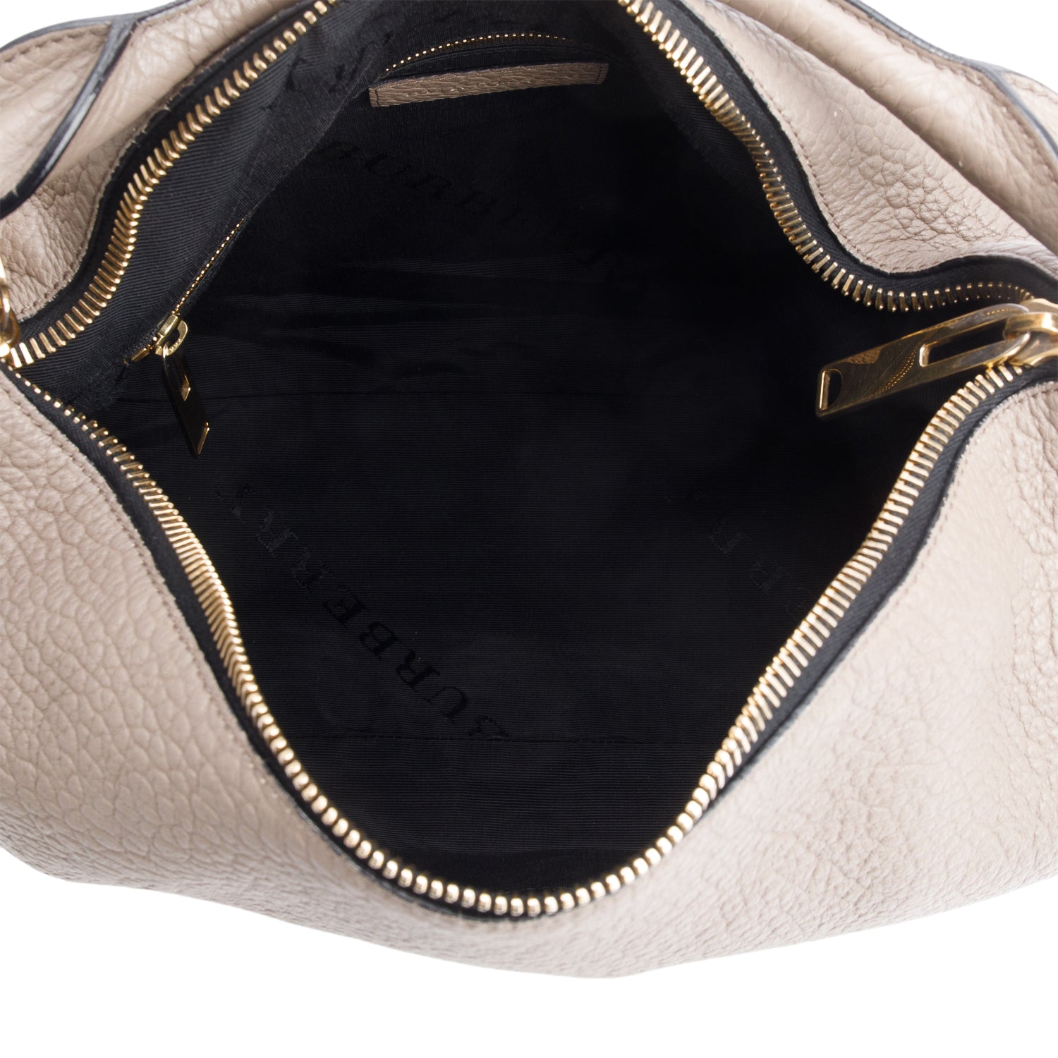 Burberry Taupe Grained Leather Ledbury Convertible Hobo w/ Strap