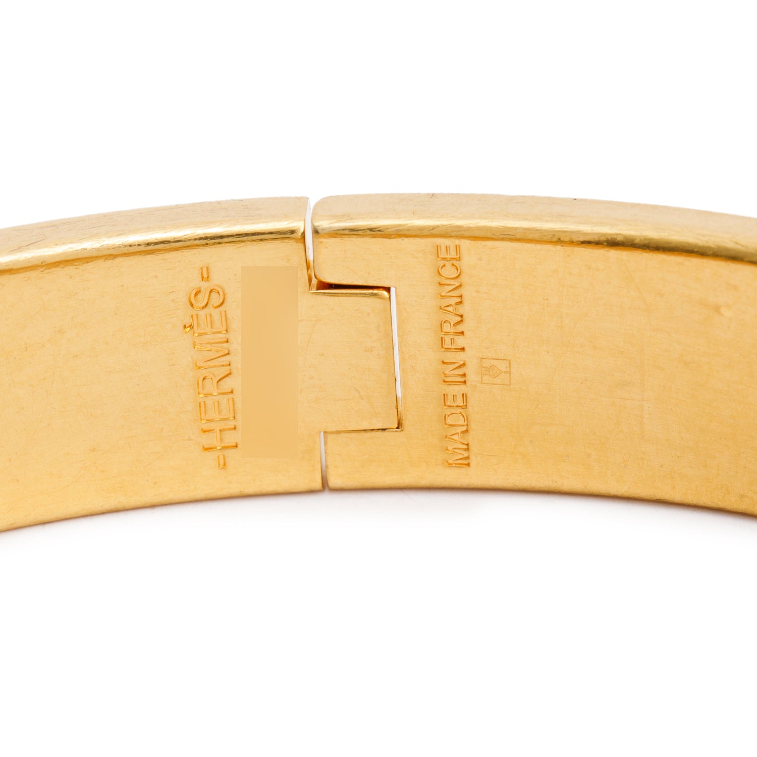 Hermes Gold Plated White Enamel 12 MM Clic H Bracelet w/ Box