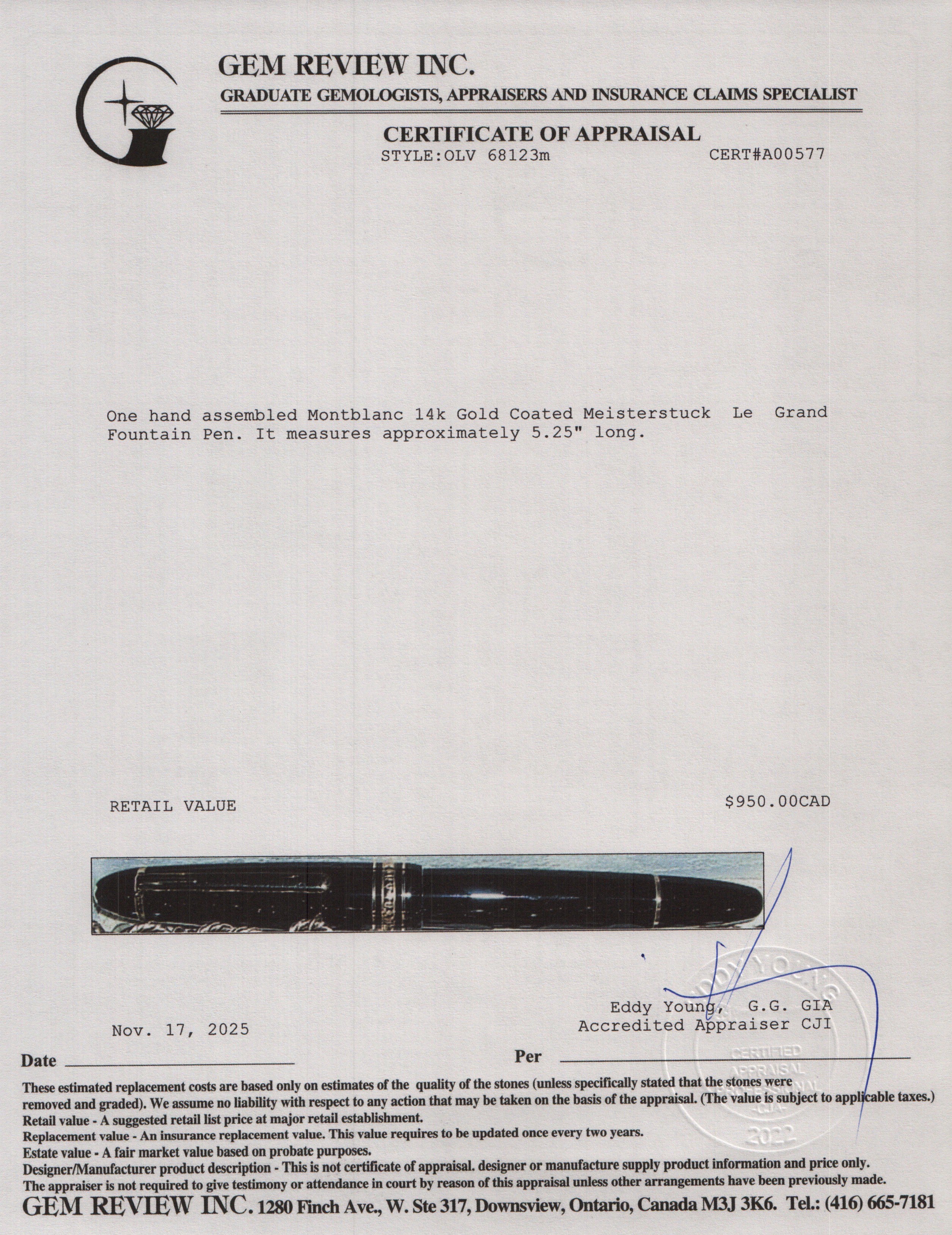 Montblanc Gold Coated Black Resin Meisterstuck Classique Fountain Pen