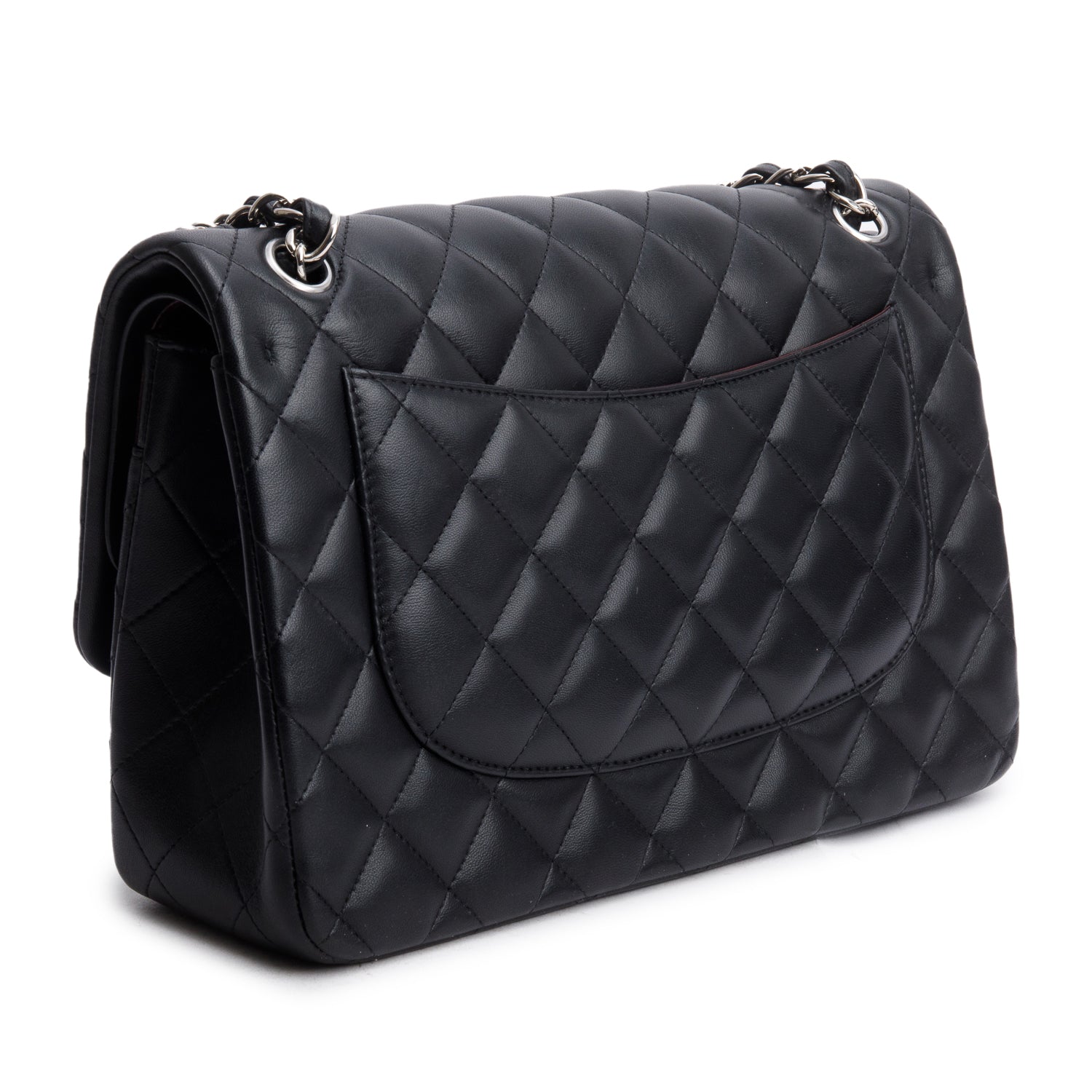 Chanel Black Quilted Lambskin Leather Jumbo Double Flap Bag w/ Box & Authenticity Card